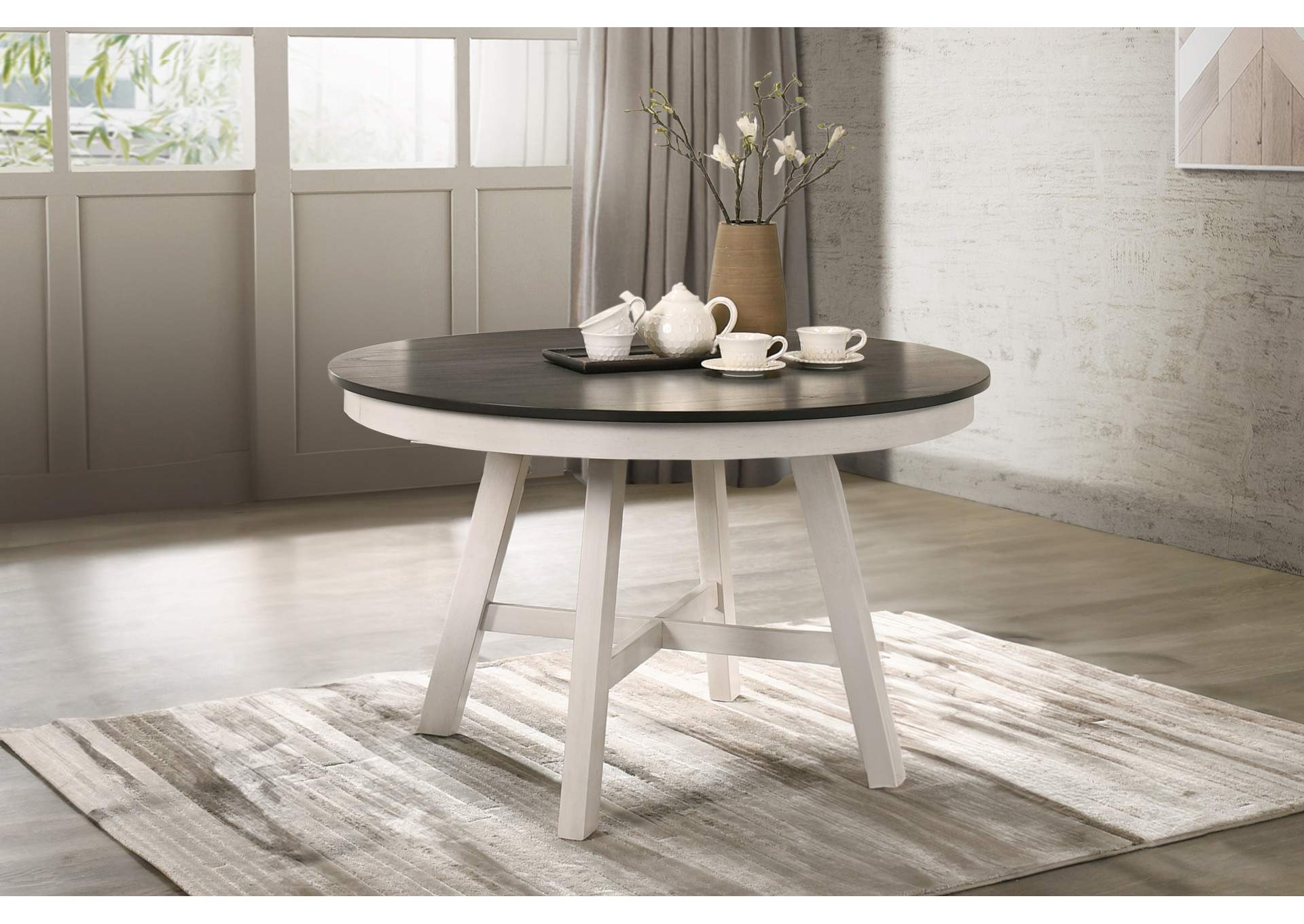 Maisie Round Table - White - Brown