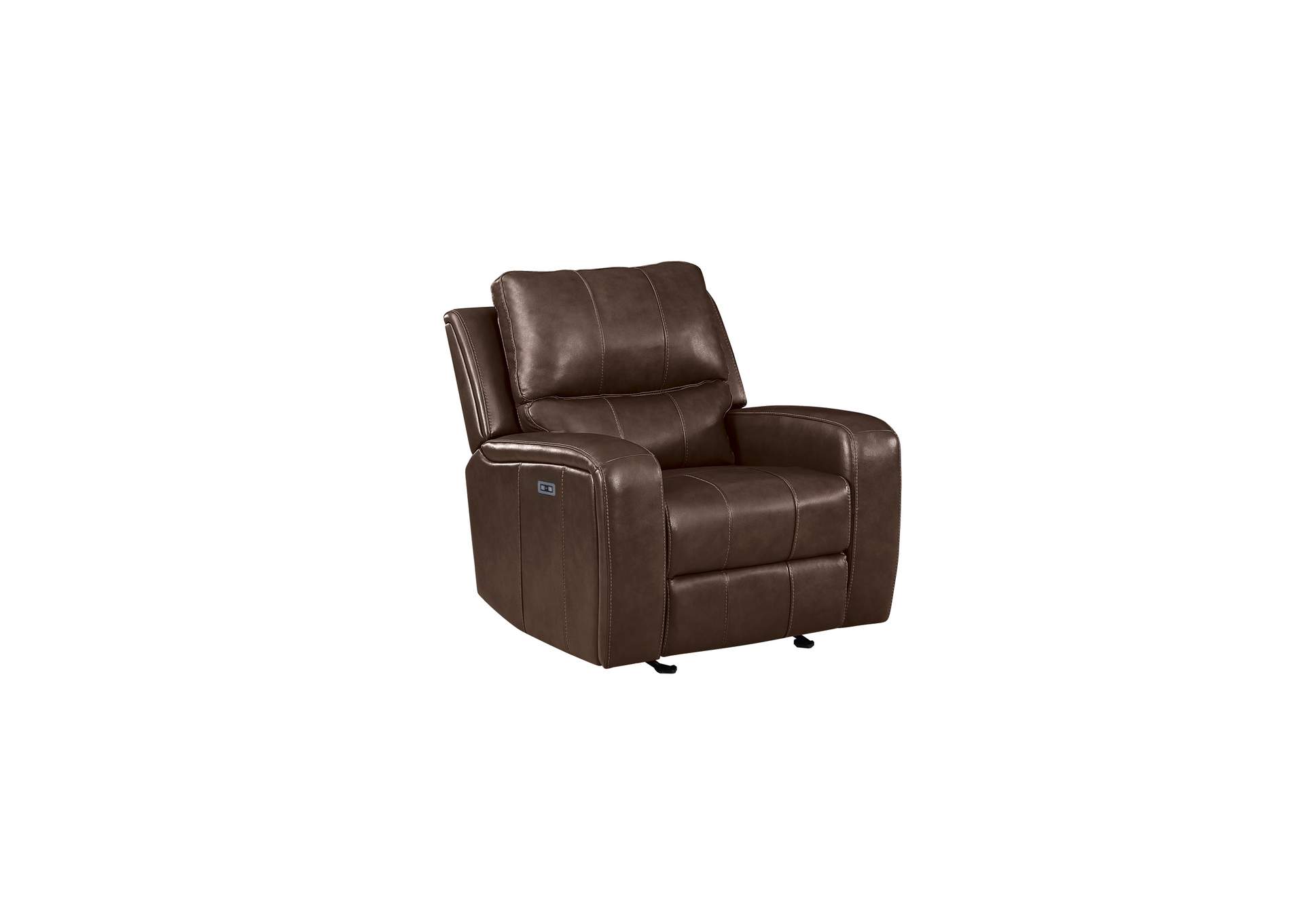 Linton Leather Glider Recliner With Power Foot Rest - Brown