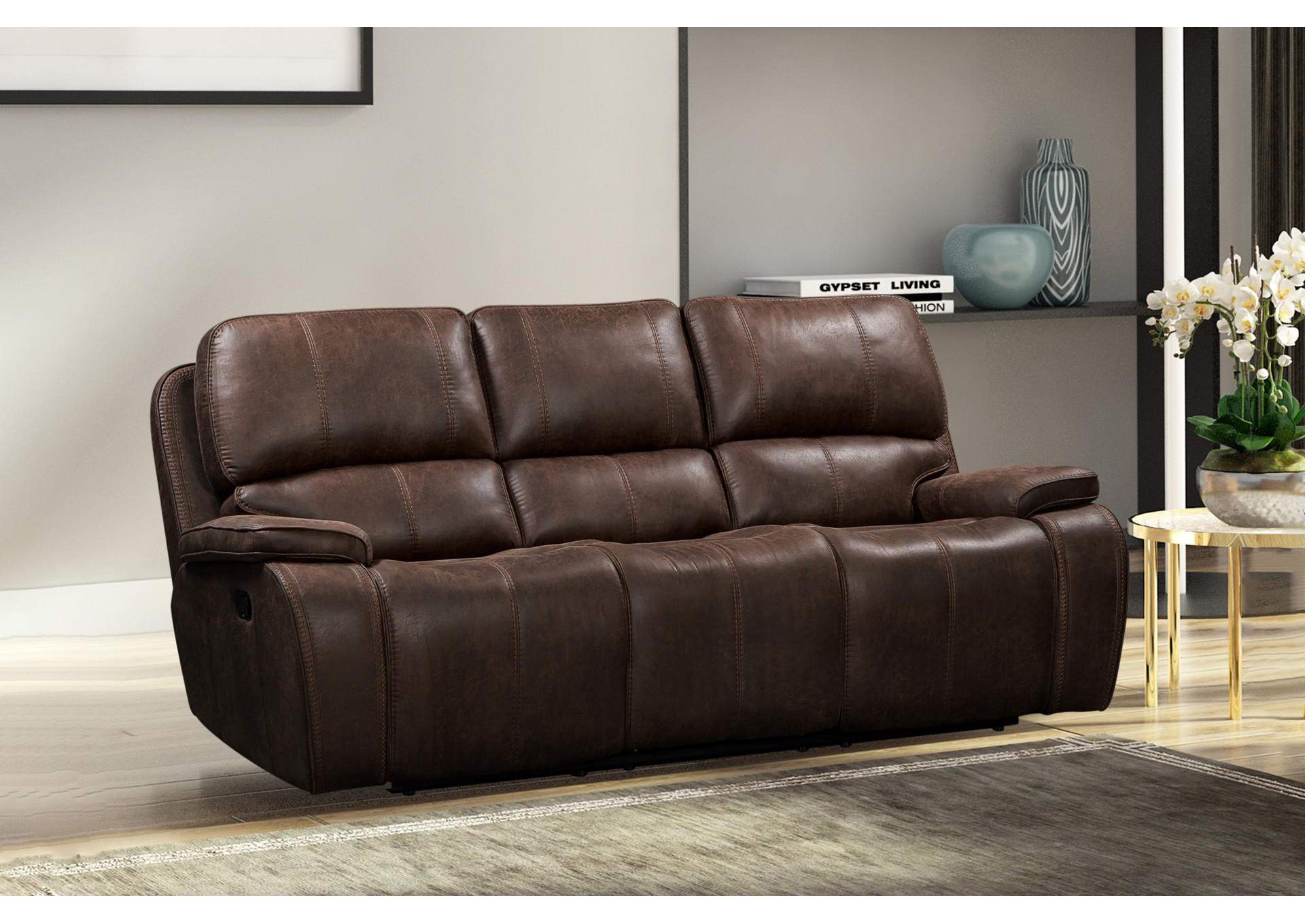 Brookings Sofa With Dual Recliner - Brown