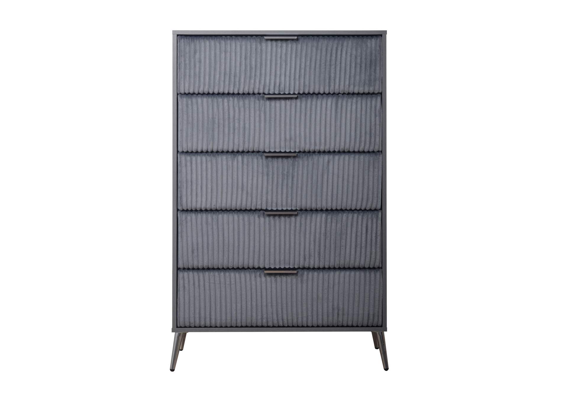 KAILANI - KING 4 PIECE SET - BED, DRESSER, MIRROR, CHEST - GRAY