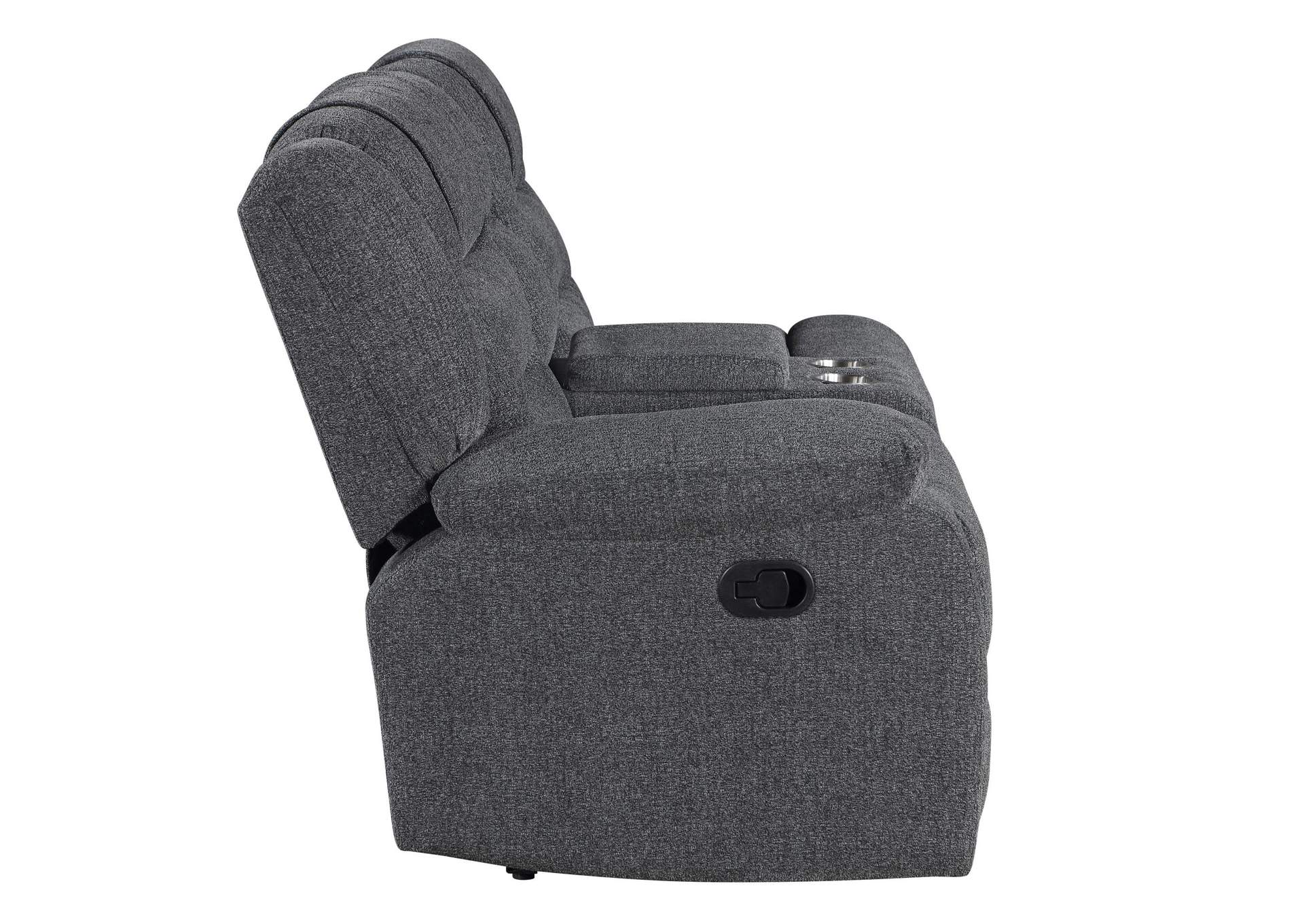 REDONDO LEFT ARM FACING CONSOLE LOVESEAT WITH 2 RECLINERS - DARK - GRAY image 7