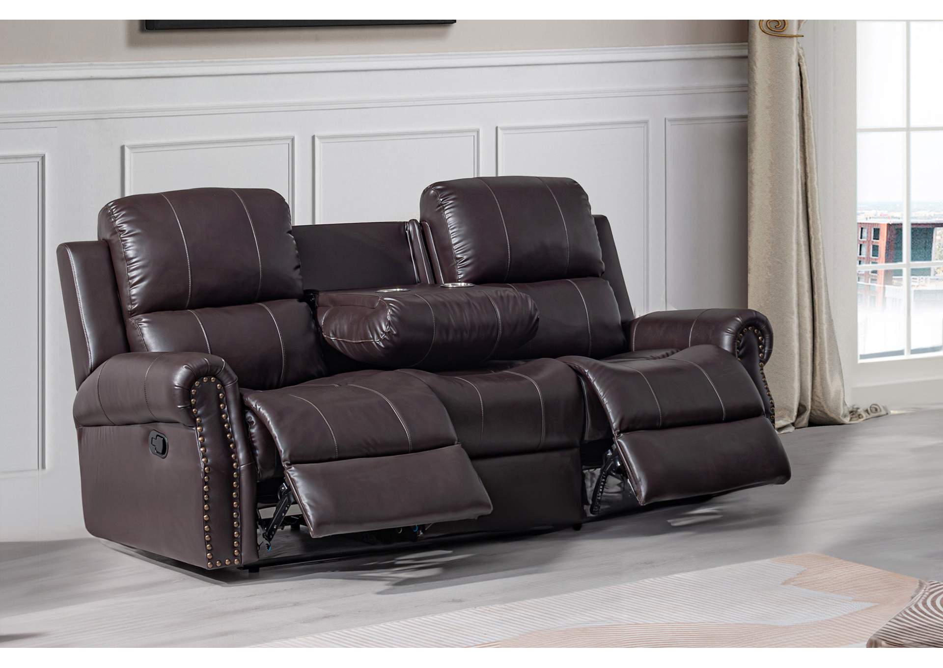 Sierra Sofa With Dual Recliners - Brown