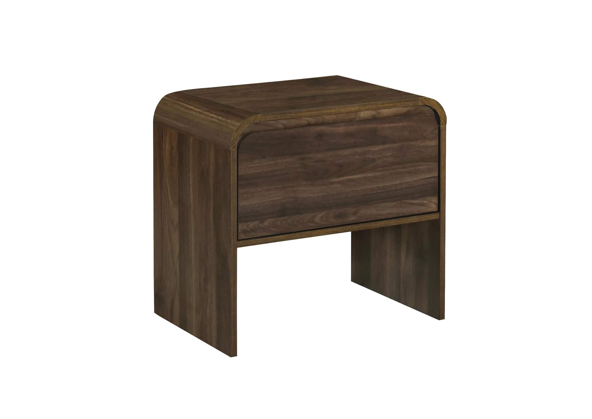 MARA ONE DRAWER END TABLE - BEDSIDE TABLE - WALNUT image 1
