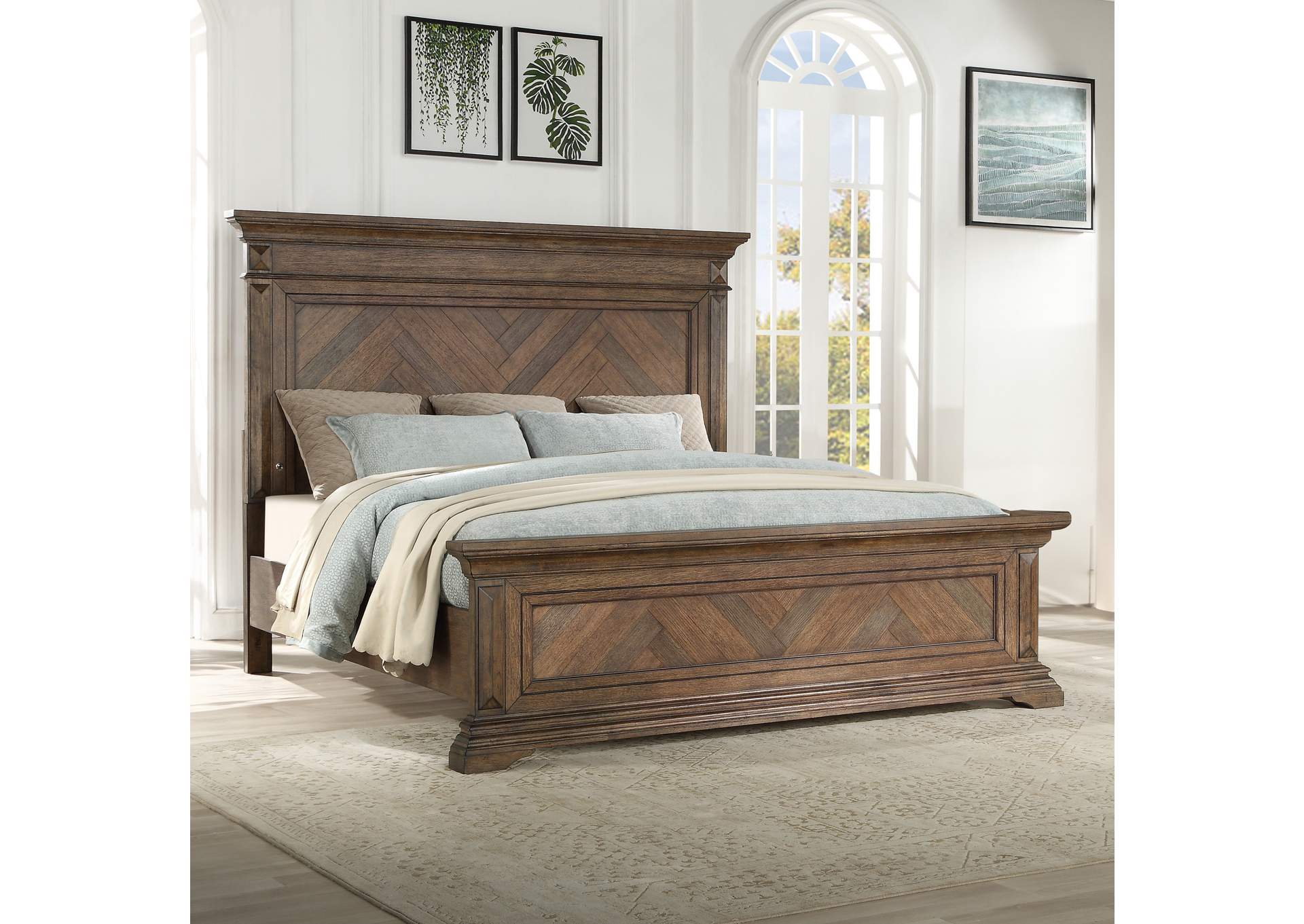 Mar Vista California King 4 Piece - Bed, Dresser, Mirror, Nightstand - Walnut