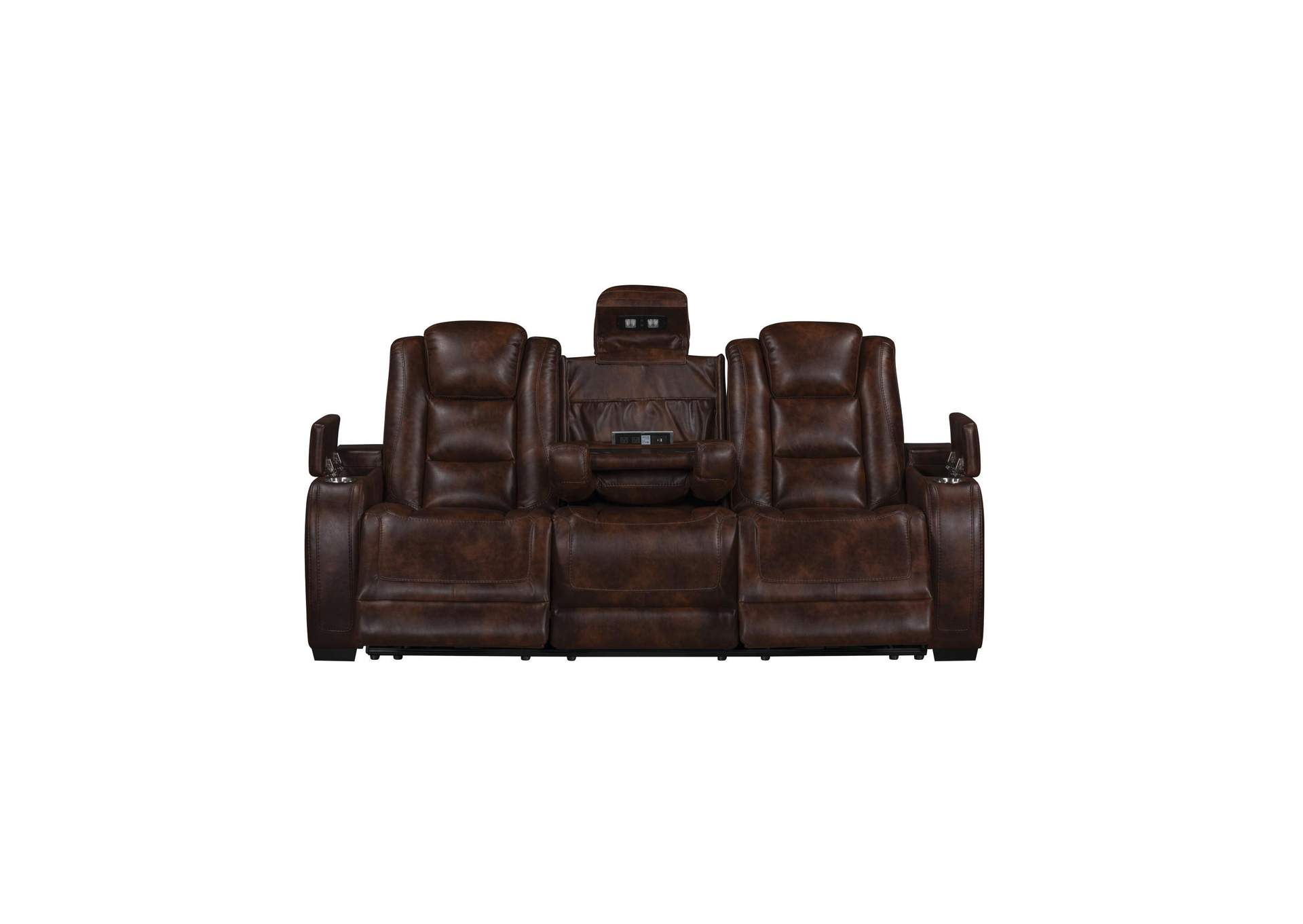 CHESTER RECLINING SOFA WITH POWER HEAD REST AND FOOT REST - BROWN image 5