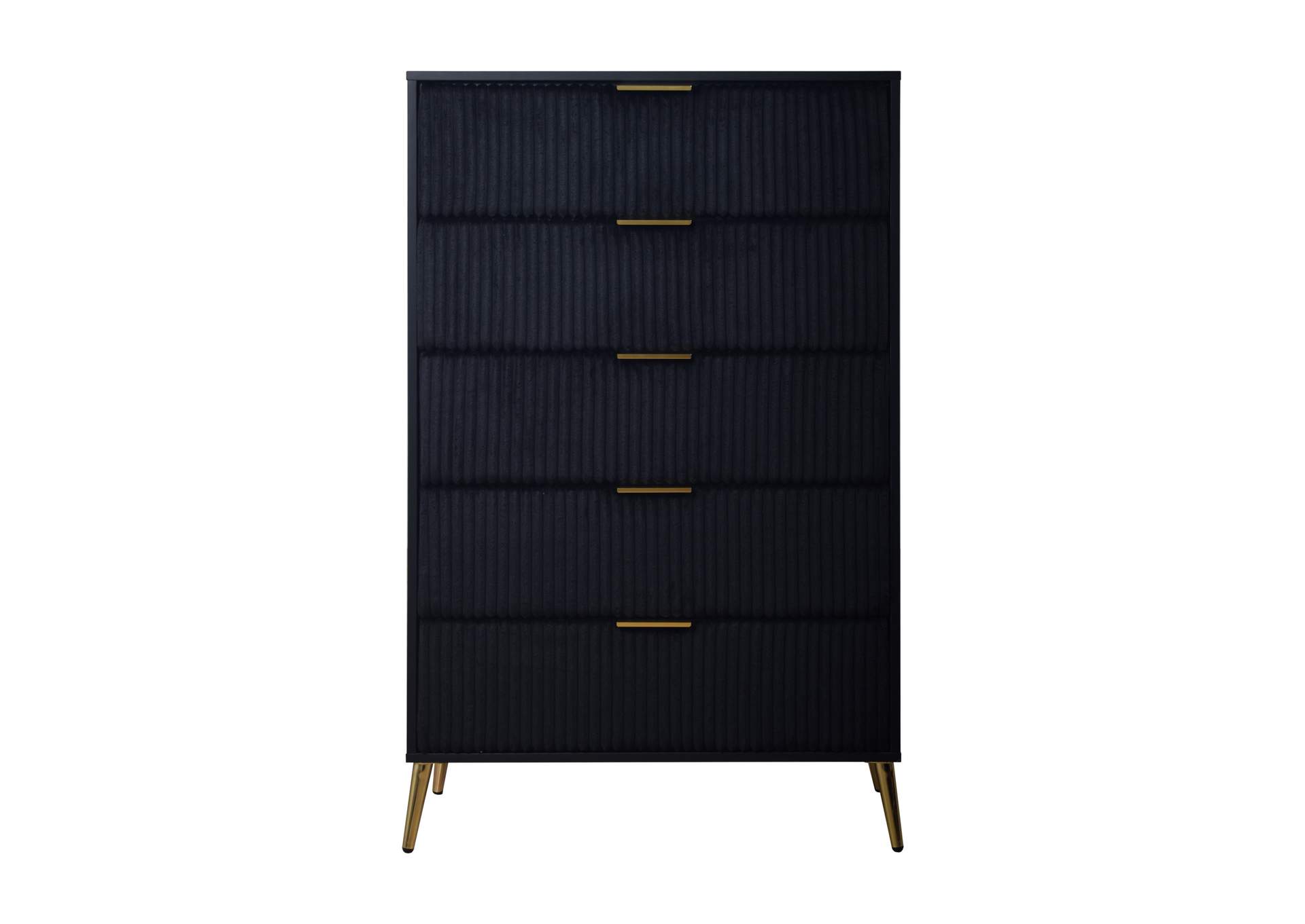 KAILANI - KING 4 PIECE SET - BED, DRESSER, MIRROR, CHEST - BLACK
