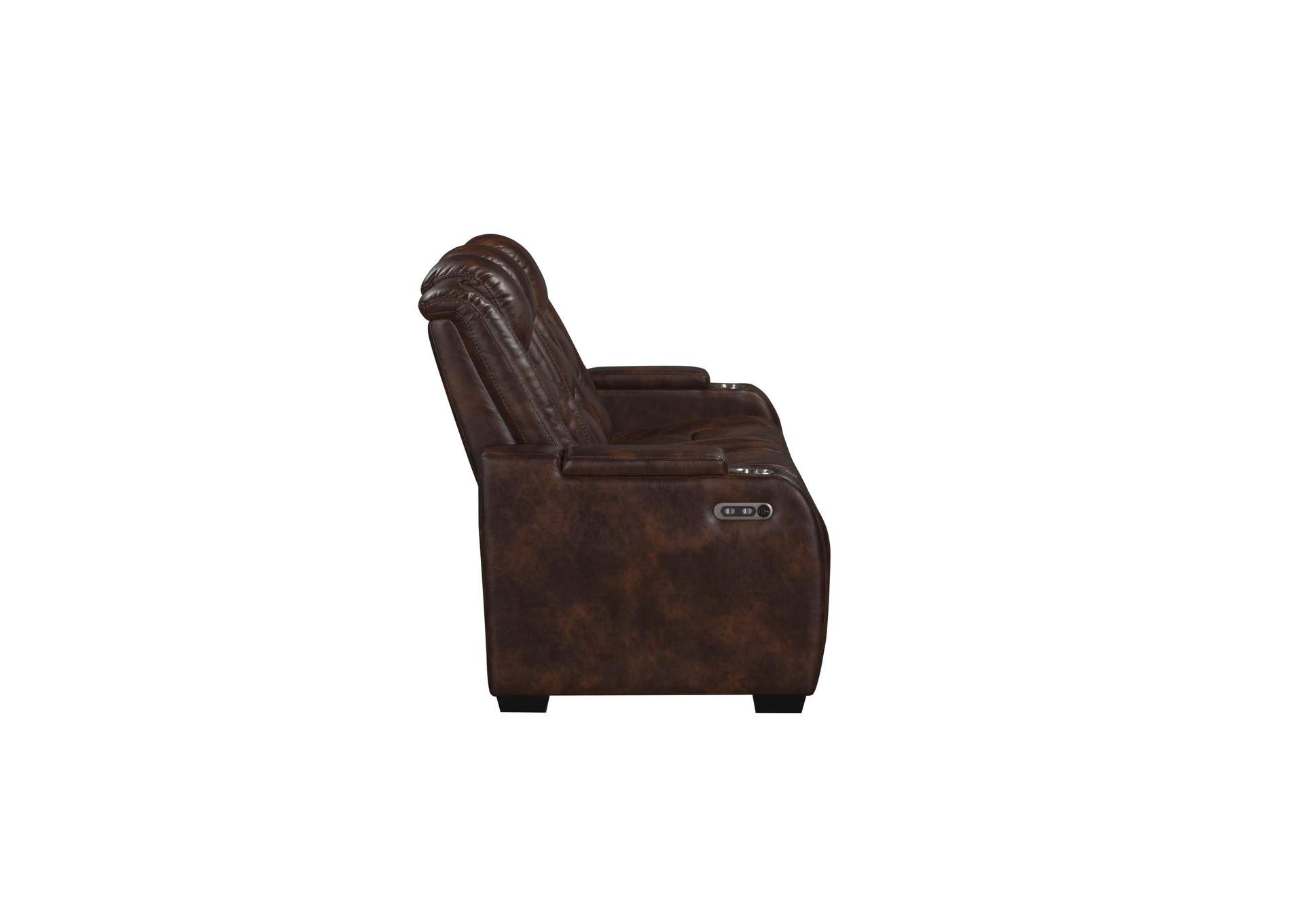 CHESTER RECLINING SOFA WITH POWER HEAD REST AND FOOT REST - BROWN image 6