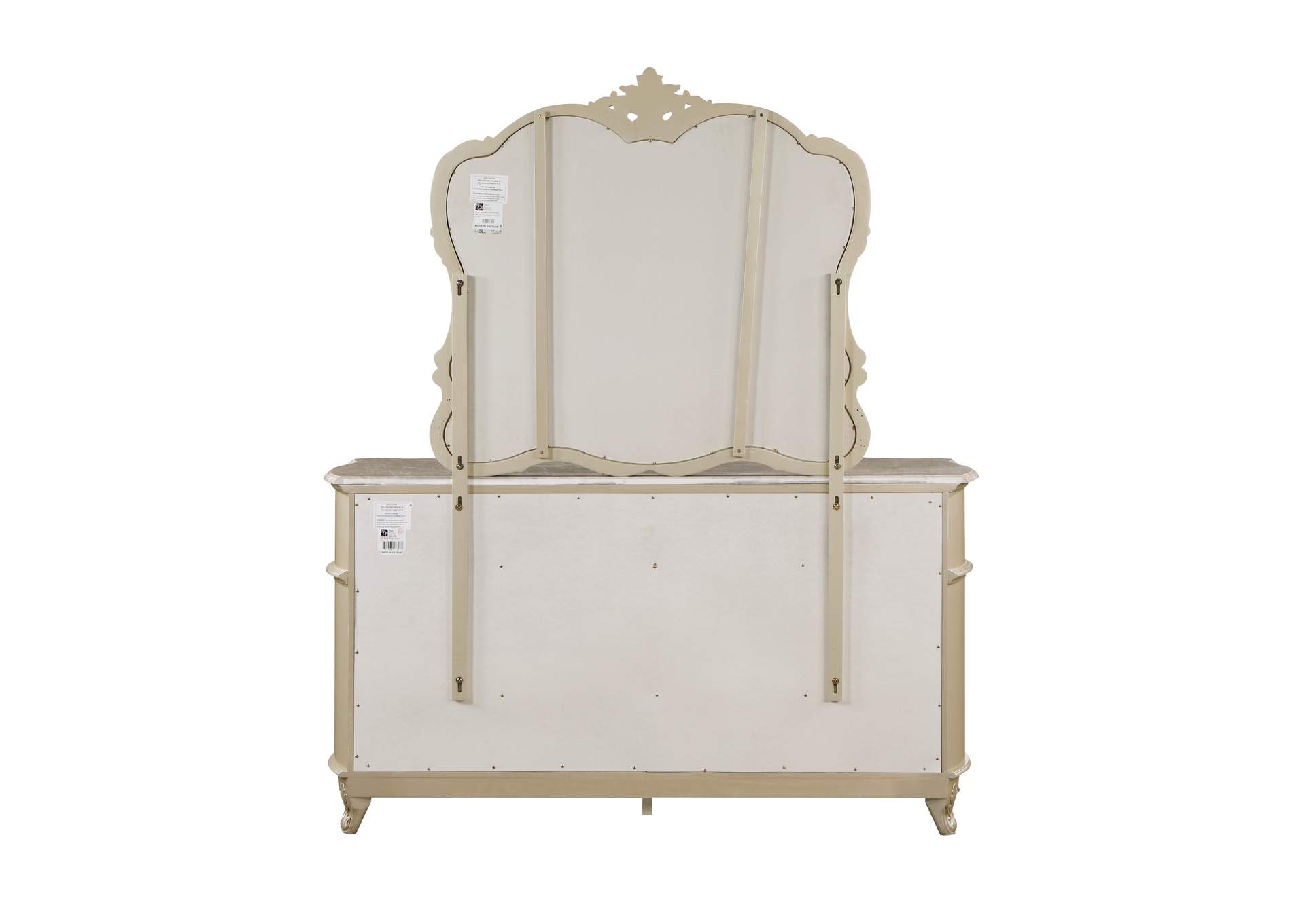 Monique Dresser With Marble Top - Champagne