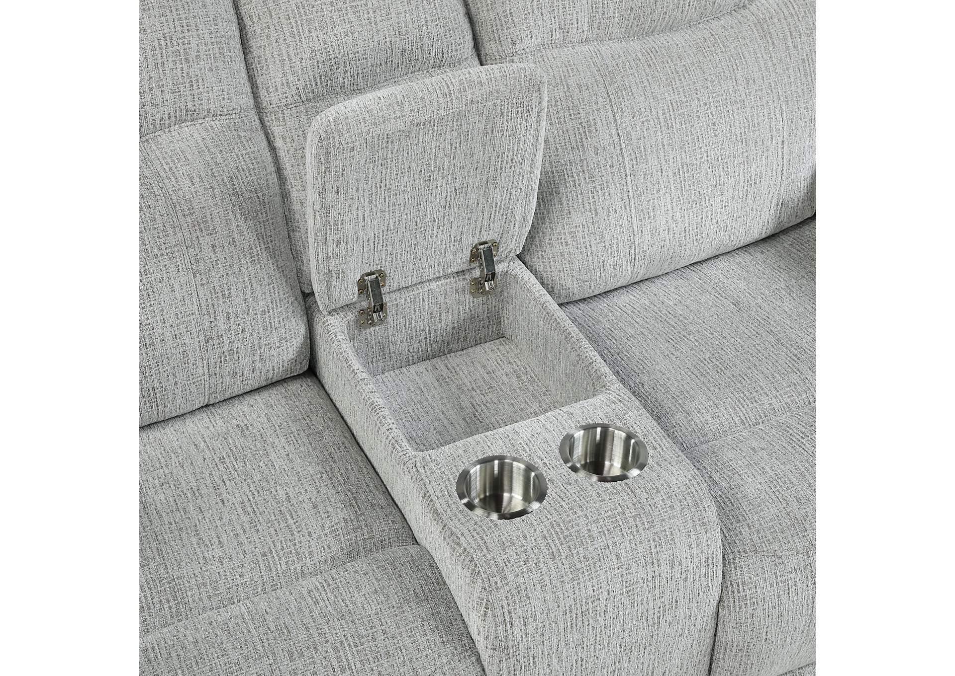 CHABLIS RECLINING CONSOLE LOVESEAT - MIST GRAY image 8