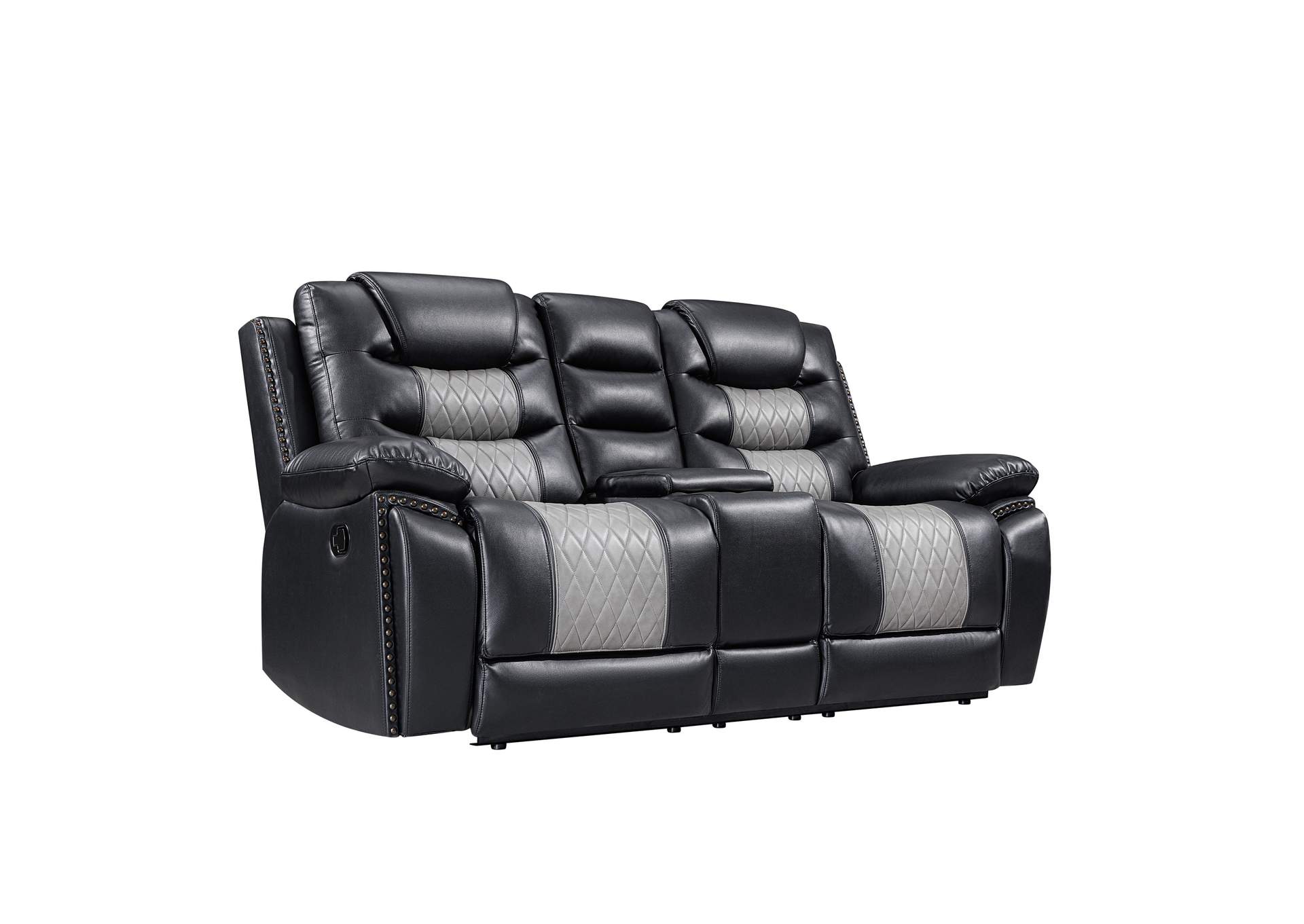 NIKKO CONSOLE LOVESEAT WITH DUAL RECLINERS - BLACK - GRAY image 1