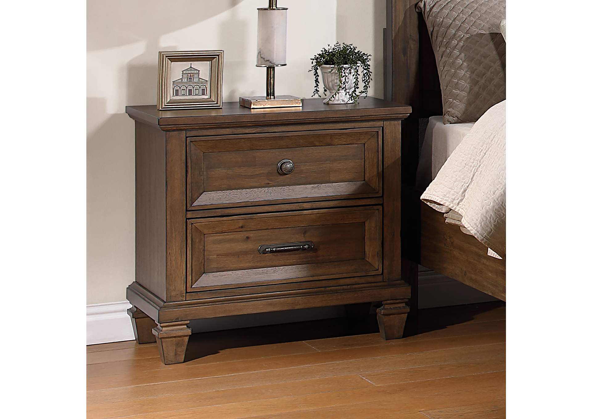 MARIANA NIGHTSTAND WITH USB - VINTAGE MOCHA