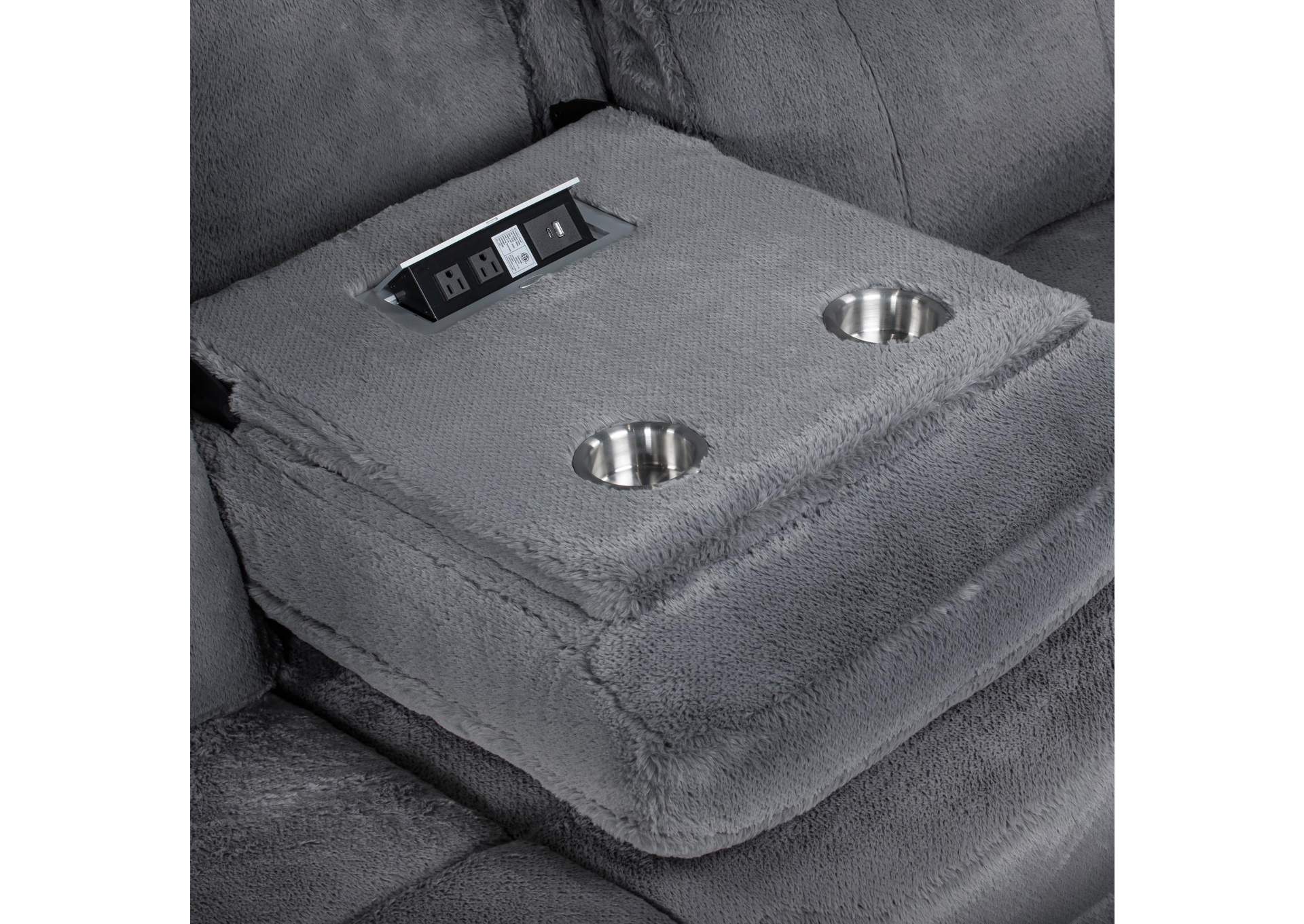 TEDDY LEFT ARM FACING SOFA WITH POWER HEAD REST AND FOOT REST - GRAY image 9