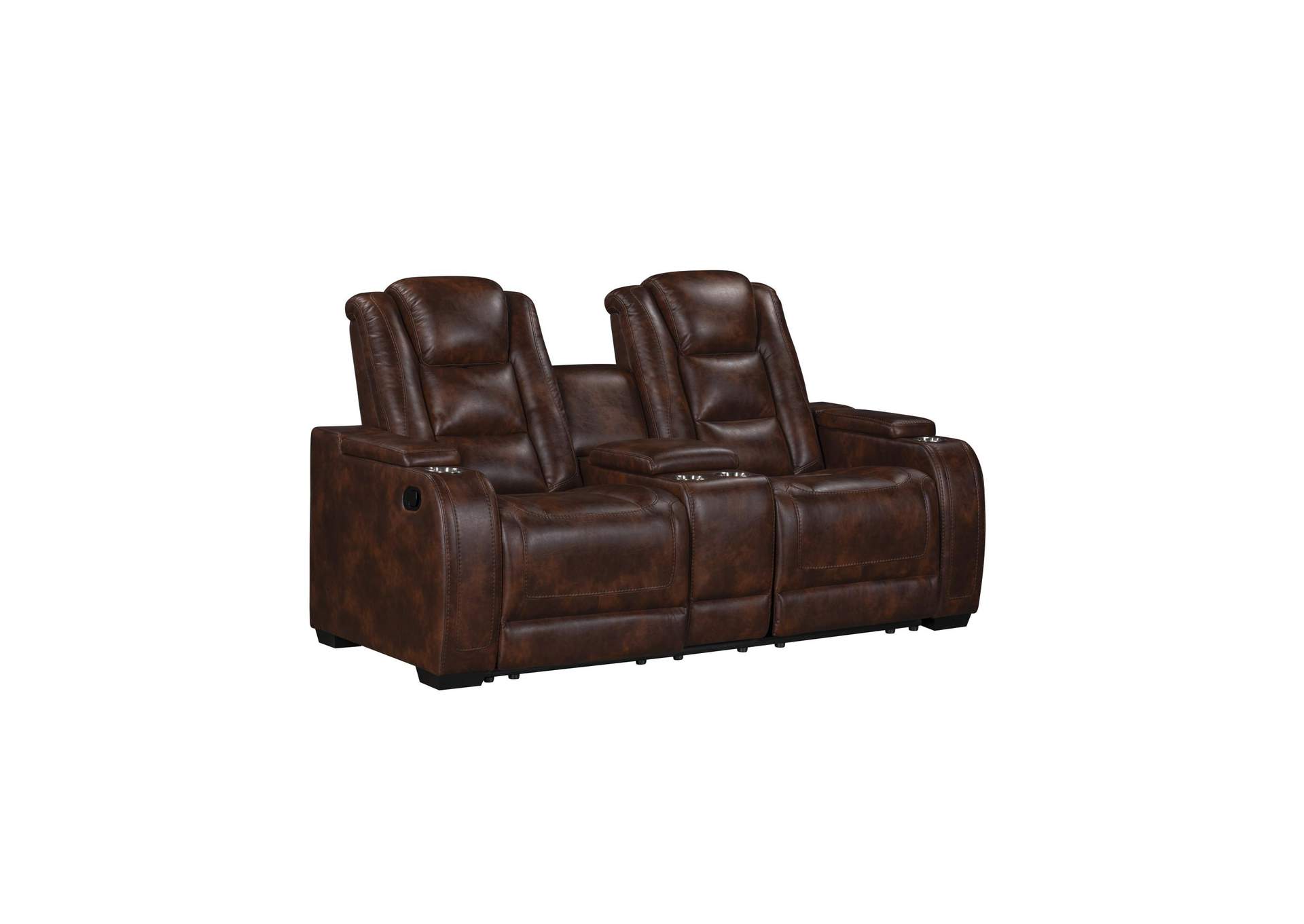 CHESTER RECLINING CONSOLE LOVESEAT - BROWN image 1