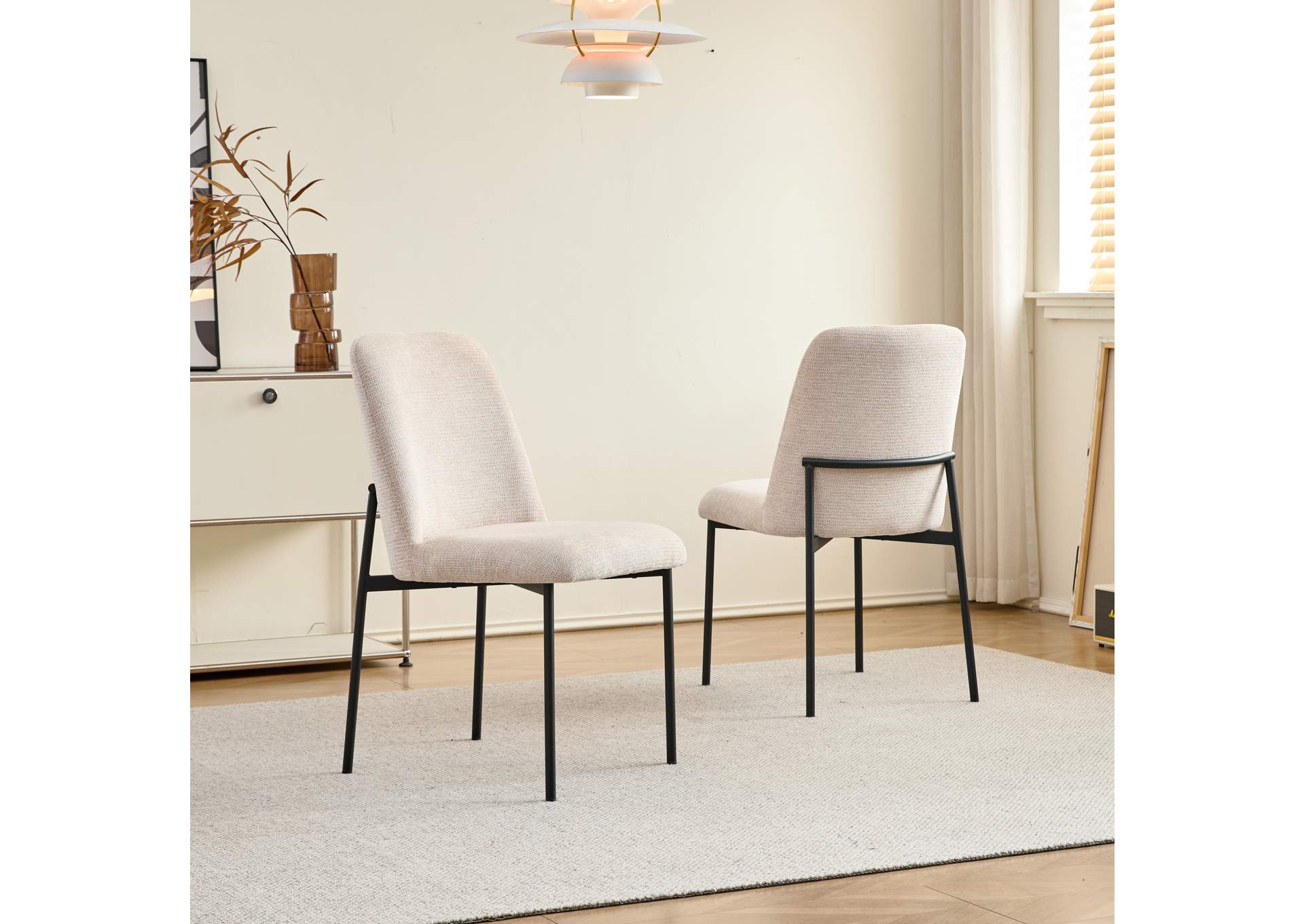 ERIK SIDE CHAIR WITH METAL FRAME - BEIGE - 2 PER CARTON - BLACK