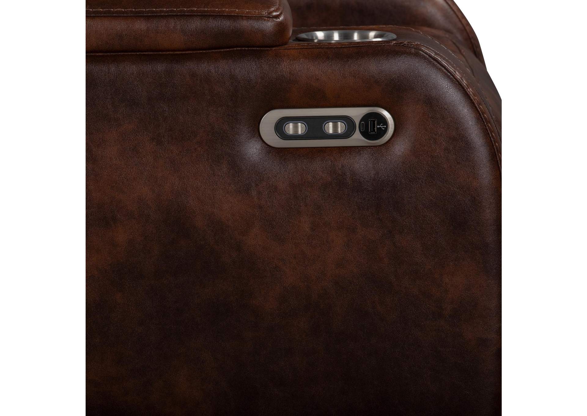 CHESTER RECLINING SOFA WITH POWER HEAD REST AND FOOT REST - BROWN image 7