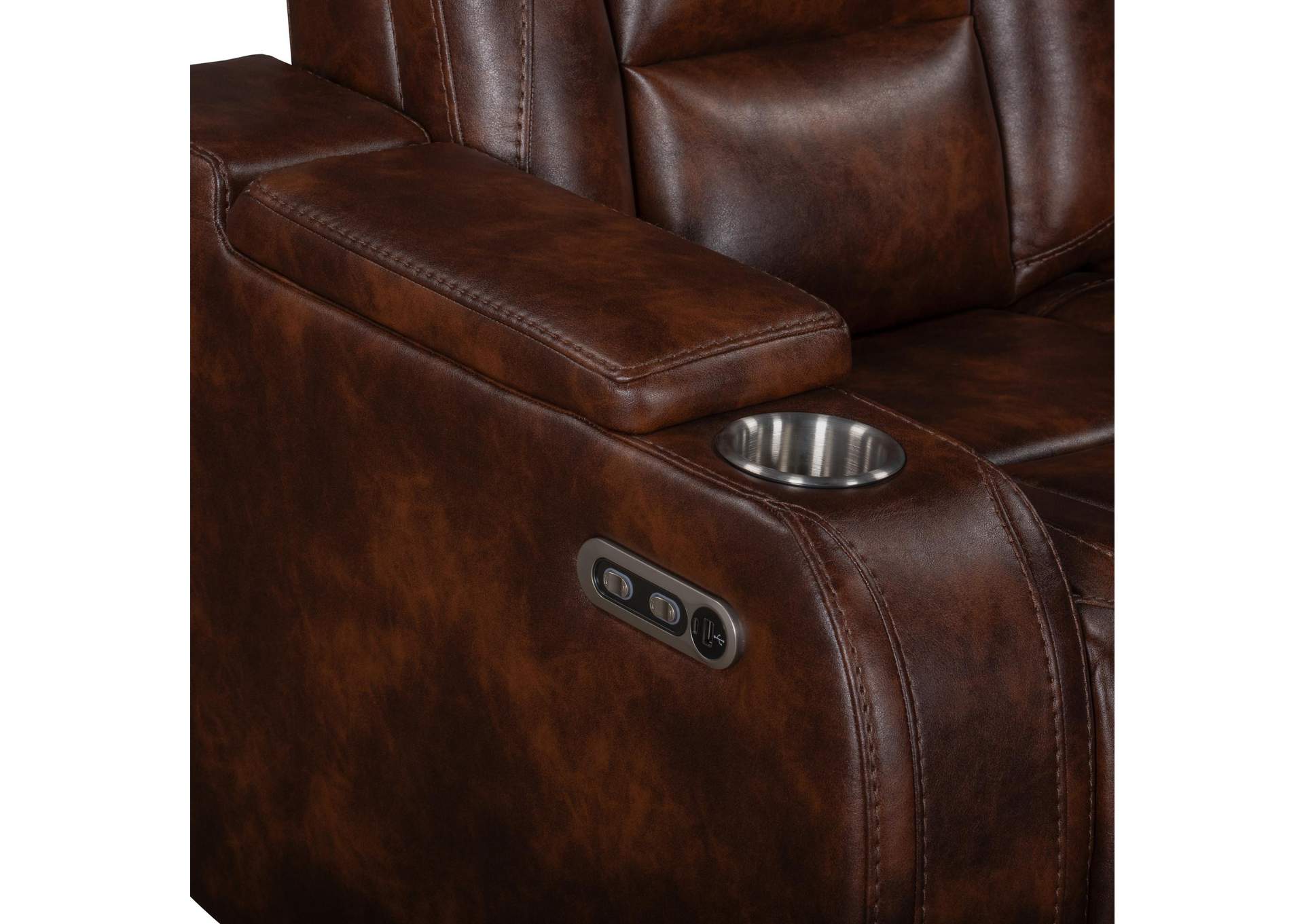 CHESTER RECLINING SOFA WITH POWER HEAD REST AND FOOT REST - BROWN image 8