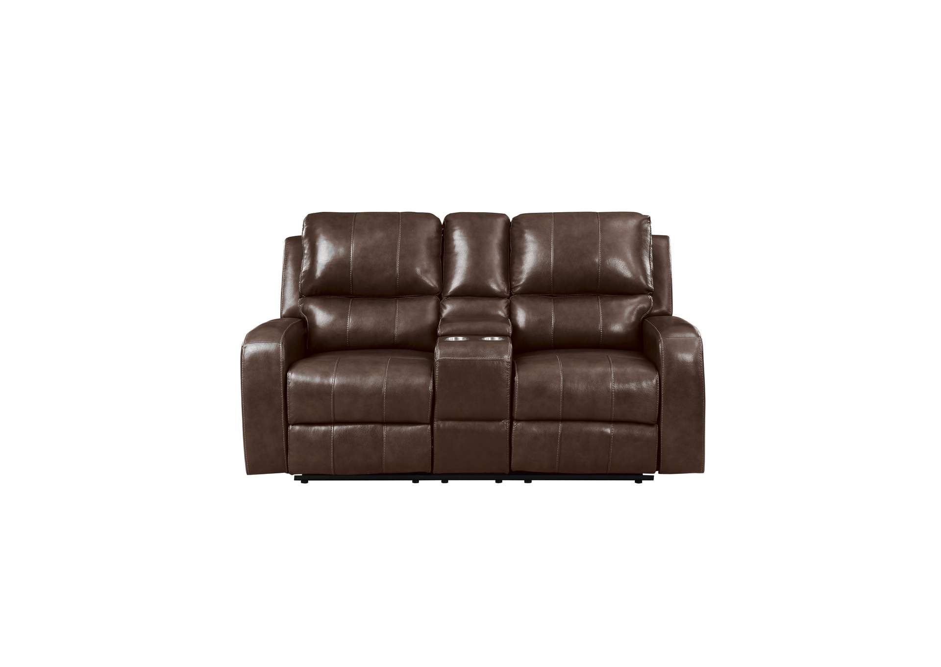 Linton Leather Power 1 - 2 Piece Set Sofa - Love Power Foot Rest - Brown
