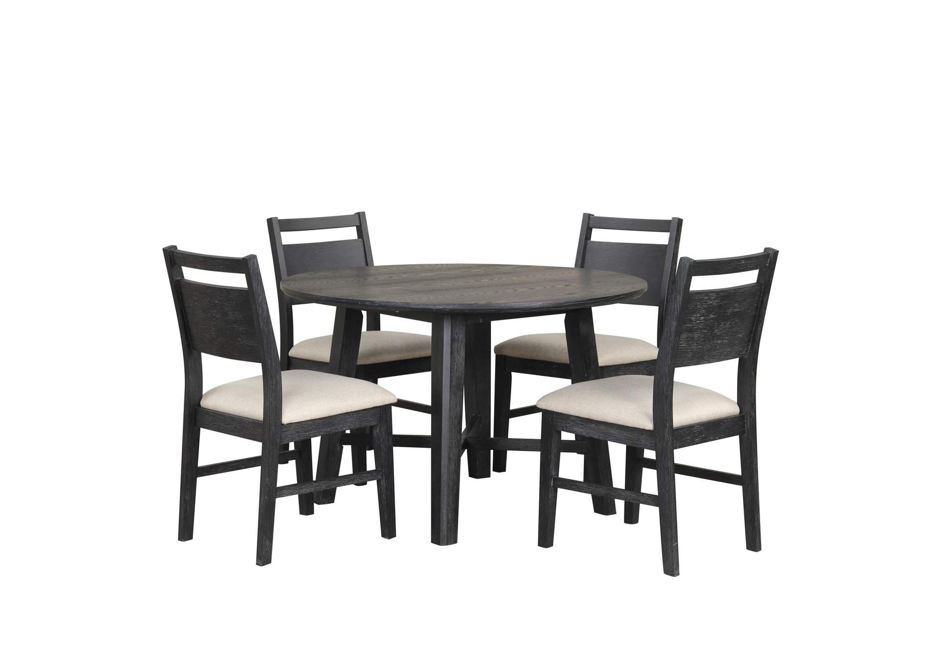 SABLE CREST 5 PIECE ROUND DINING TABLE AND 4 CHAIRS - BLACK image 3