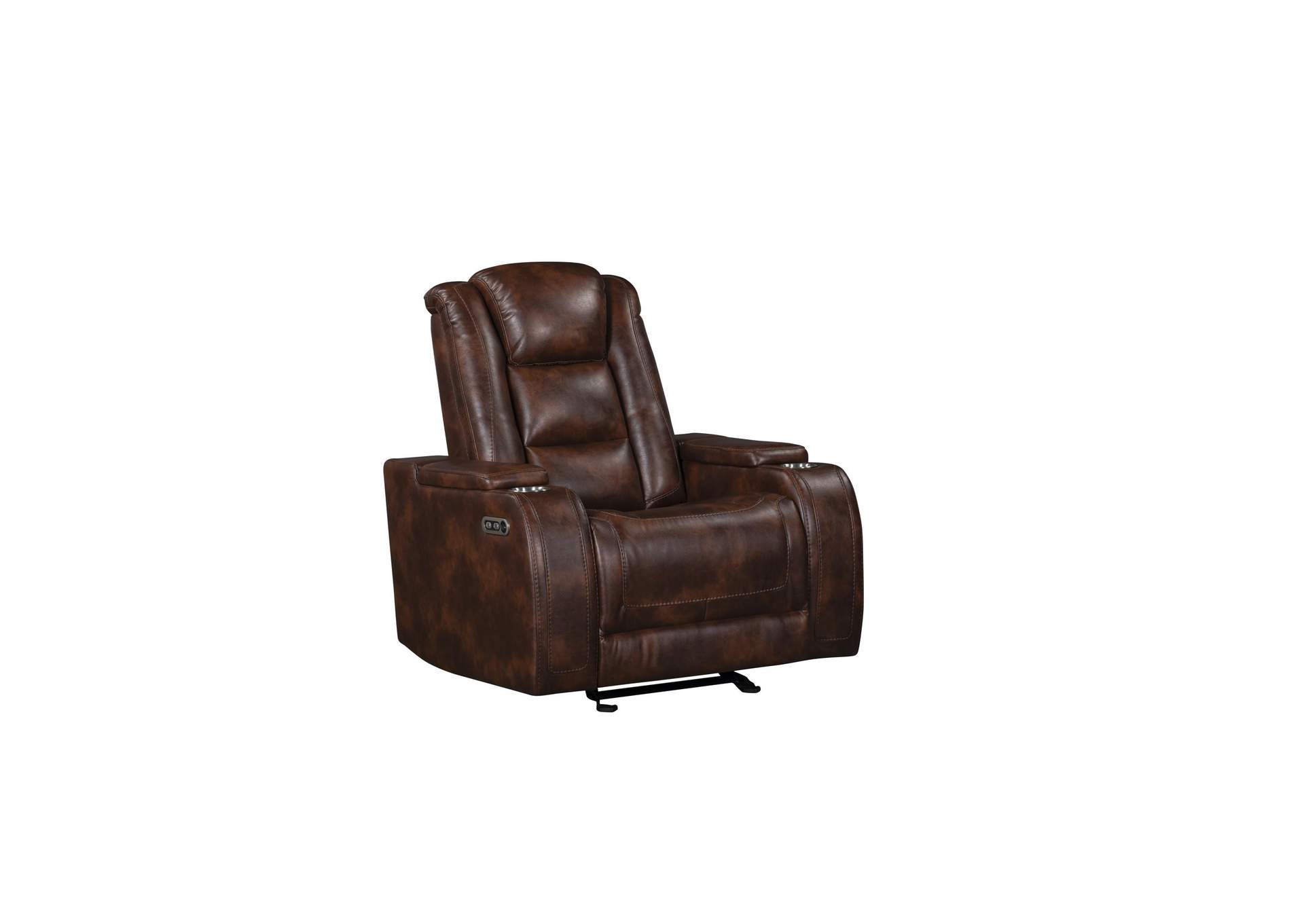 CHESTER GLIDER RECLINER WITH POWER HEAD REST AND FOOT REST - BROWN image 1