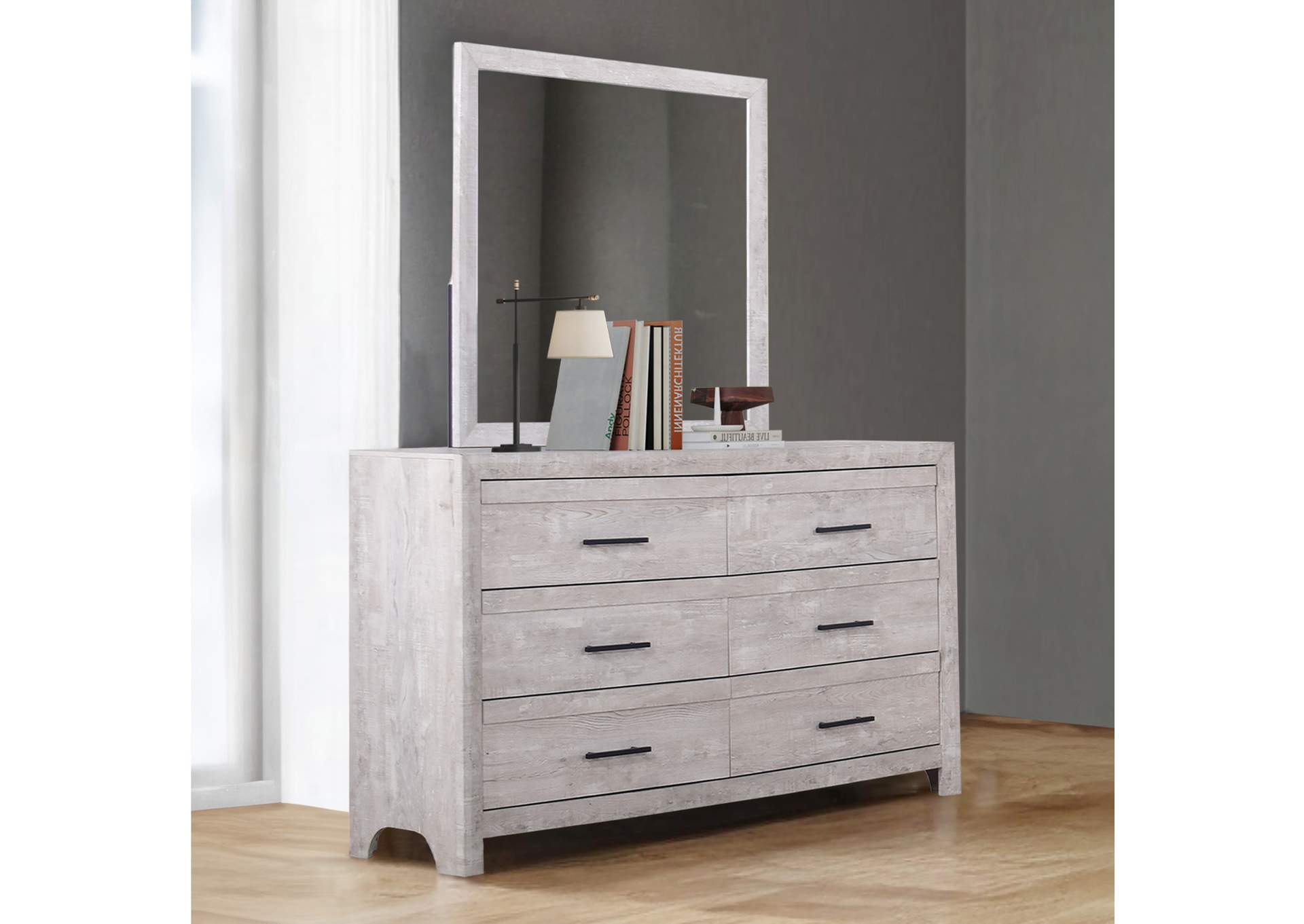 BISCAYNE - CALIFORNIA KING 5 PIECE SET - BED, DRESSER, MIRROR, 2 NIGHTSTANDS