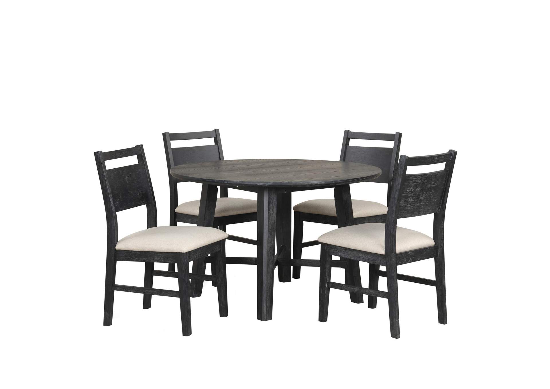 SABLE CREST 5 PIECE ROUND DINING TABLE AND 4 CHAIRS - BLACK image 1