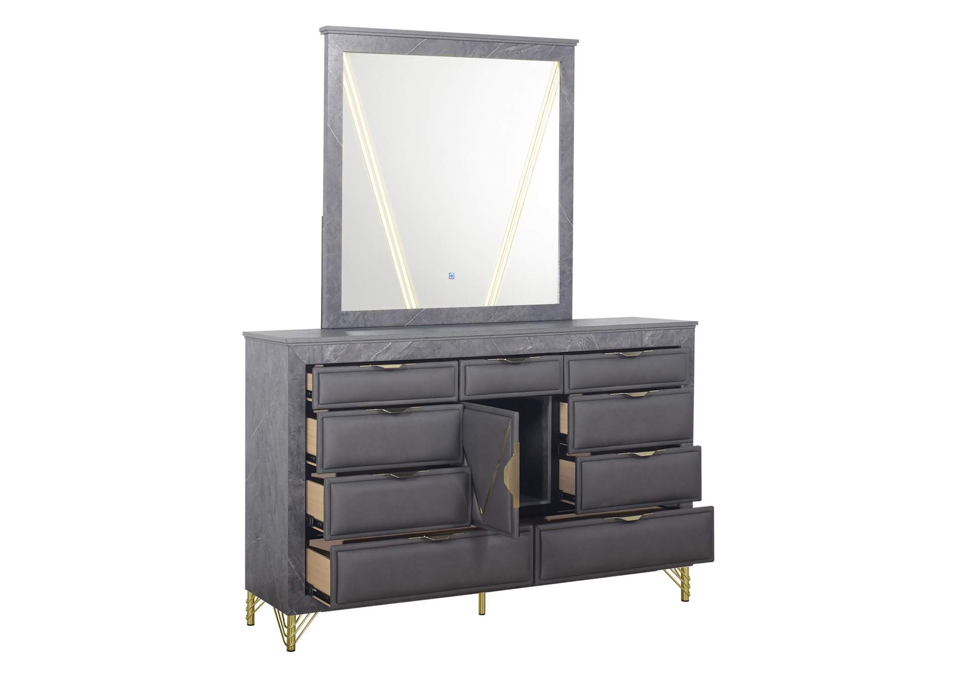 SYMMETRY LIGHTED MIRROR - CHARCOAL image 4