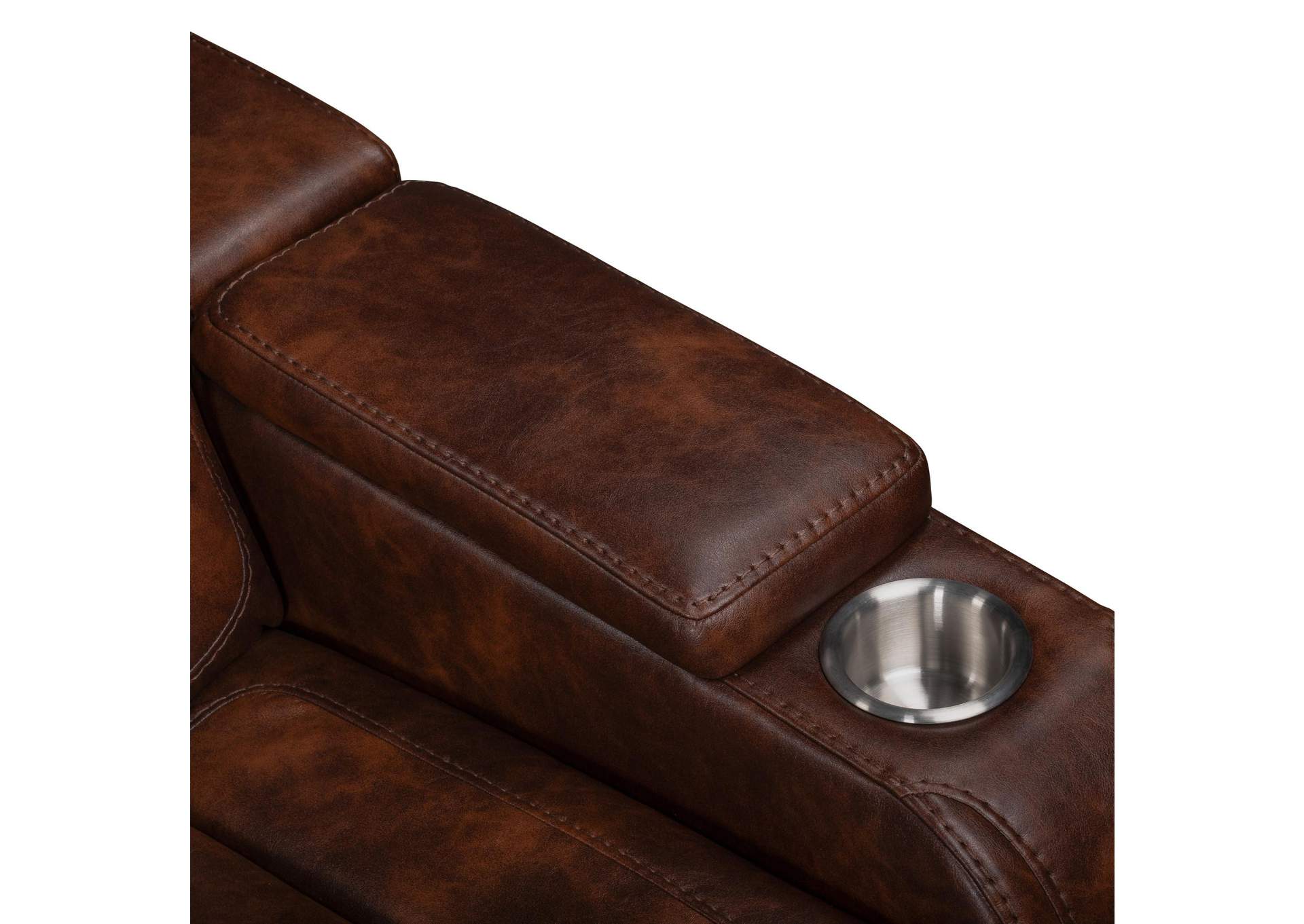 CHESTER RECLINING SOFA WITH POWER HEAD REST AND FOOT REST - BROWN image 9
