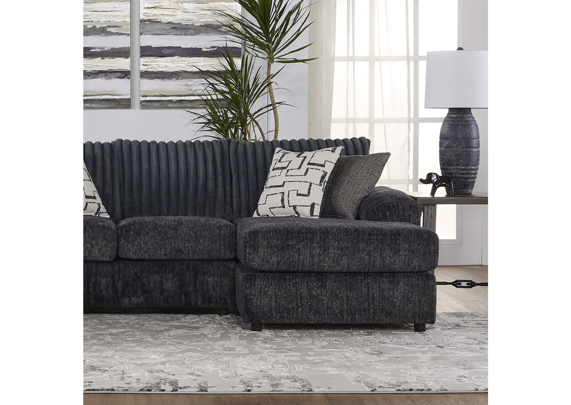 Remi 2 Piece. Chaise Sectional - Charcoal - Gray