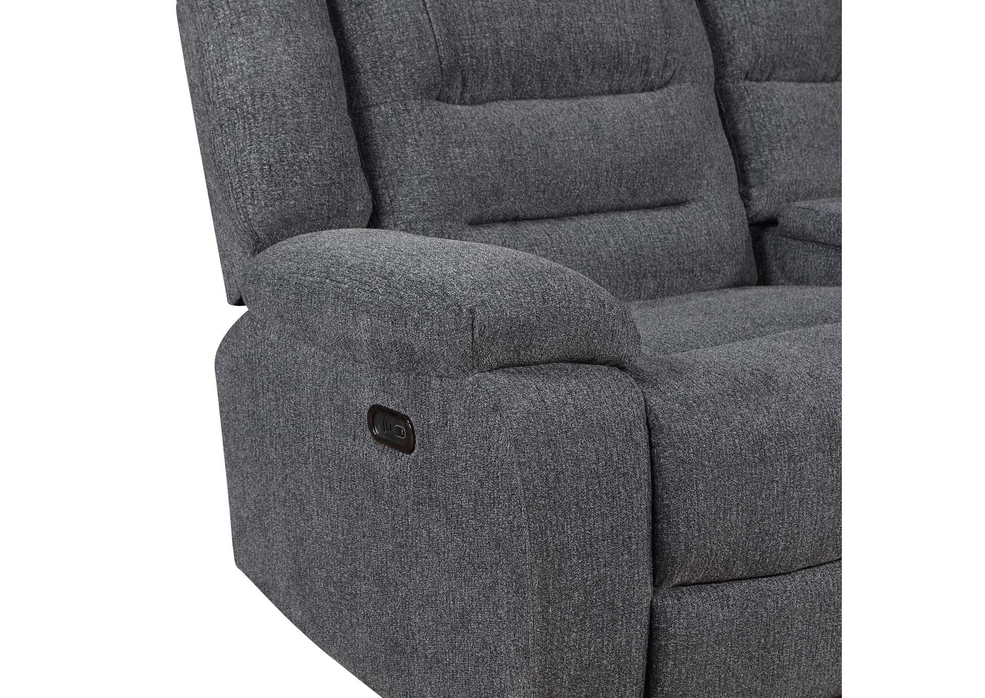 REDONDO LEFT ARM FACING CONSOLE LOVESEAT WITH 2 RECLINERS POWER FOOT REST - DARK - GRAY image 8