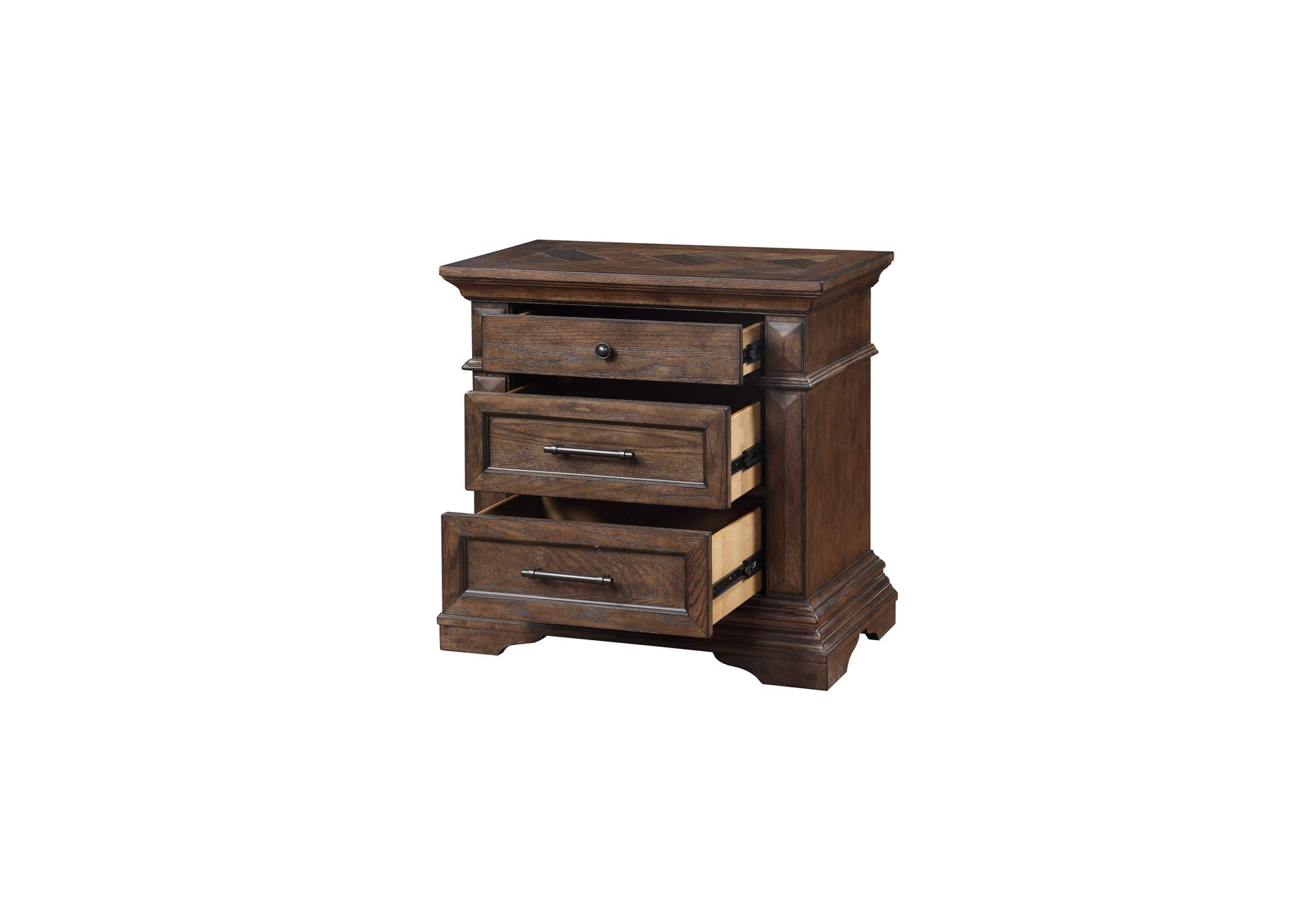 MAR VISTA CALIFORNIA KING 4 PIECE - BED, DRESSER, MIRROR, NIGHTSTAND - WALNUT