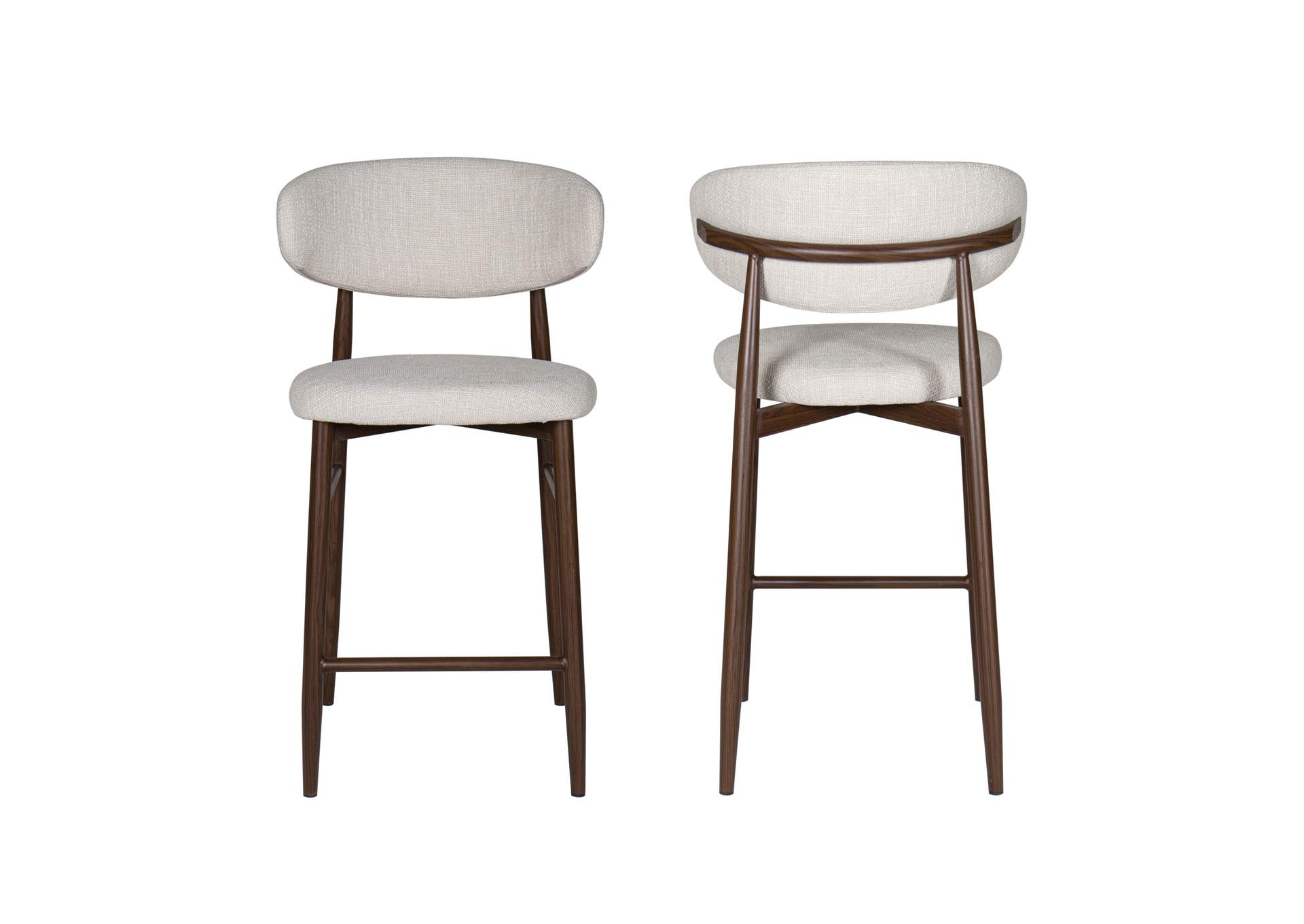 ROYCE COUNTER CHAIR WITH WALNUT METAL FRAME - BEIGE - 2 PER CARTON