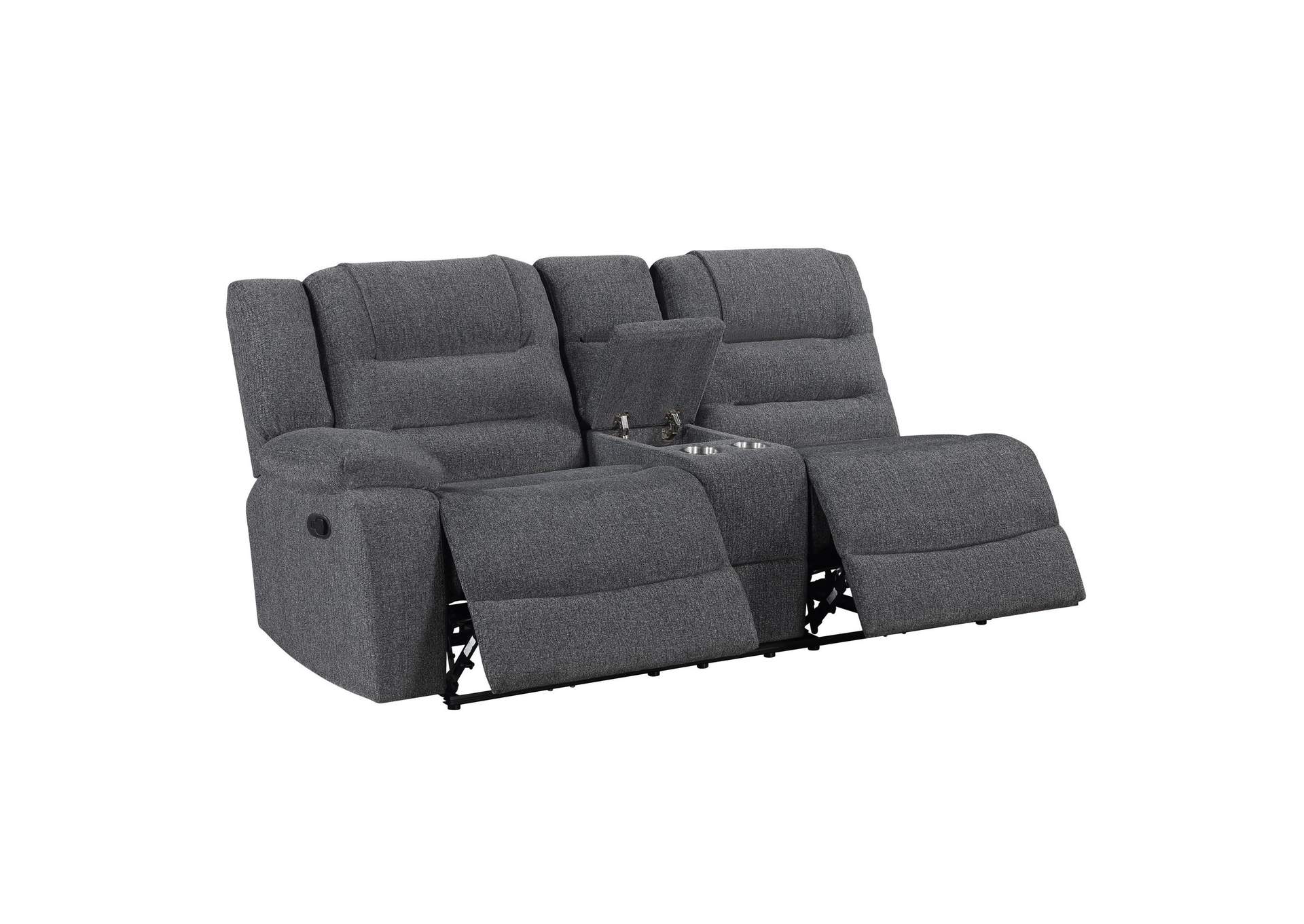 REDONDO LEFT ARM FACING CONSOLE LOVESEAT WITH 2 RECLINERS - DARK - GRAY image 4