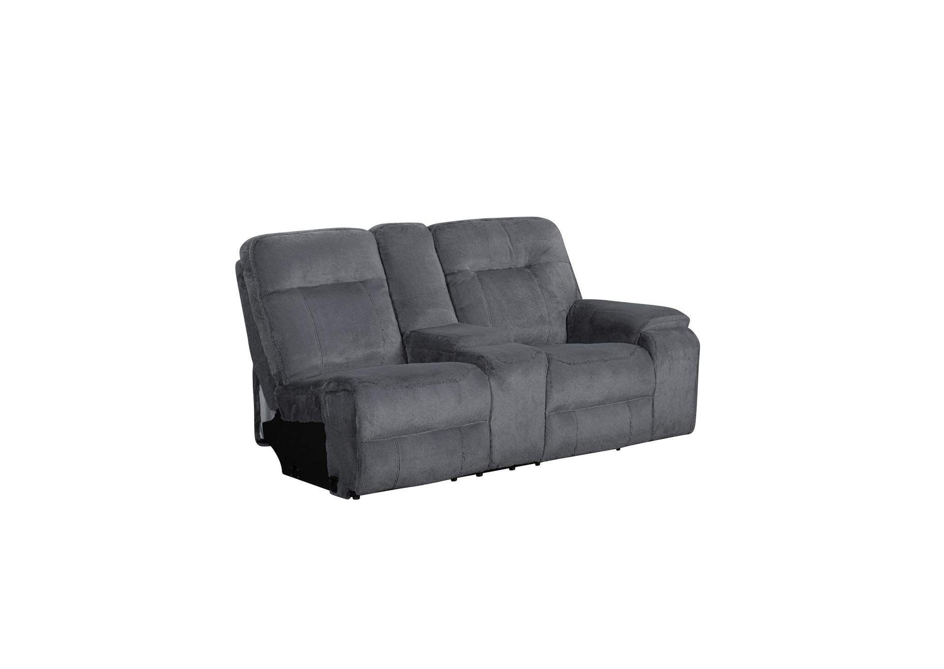 TEDDY RIGHT ARM FACING CONSOLE LOVESEAT WITH ONE POWER HEAD REST AND FOOT REST - GRAY image 1