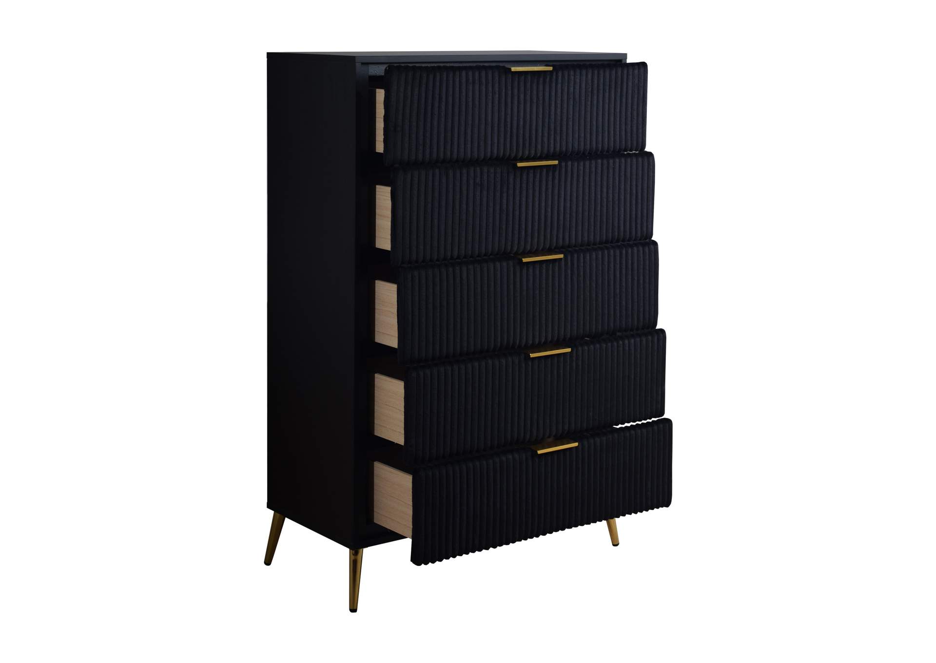 KAILANI - KING 4 PIECE SET - BED, DRESSER, MIRROR, CHEST - BLACK