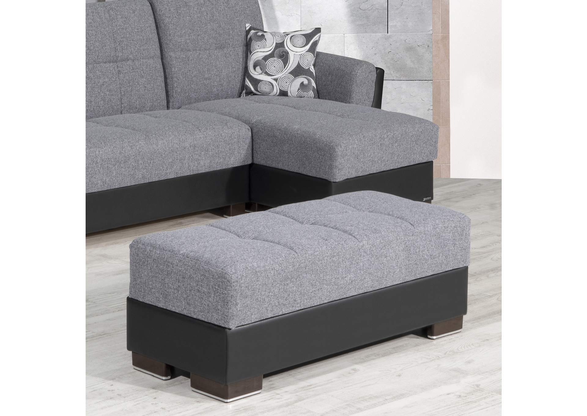 Armada Air Lounge Sectional Ottoman - #105 Gray - Black image 3