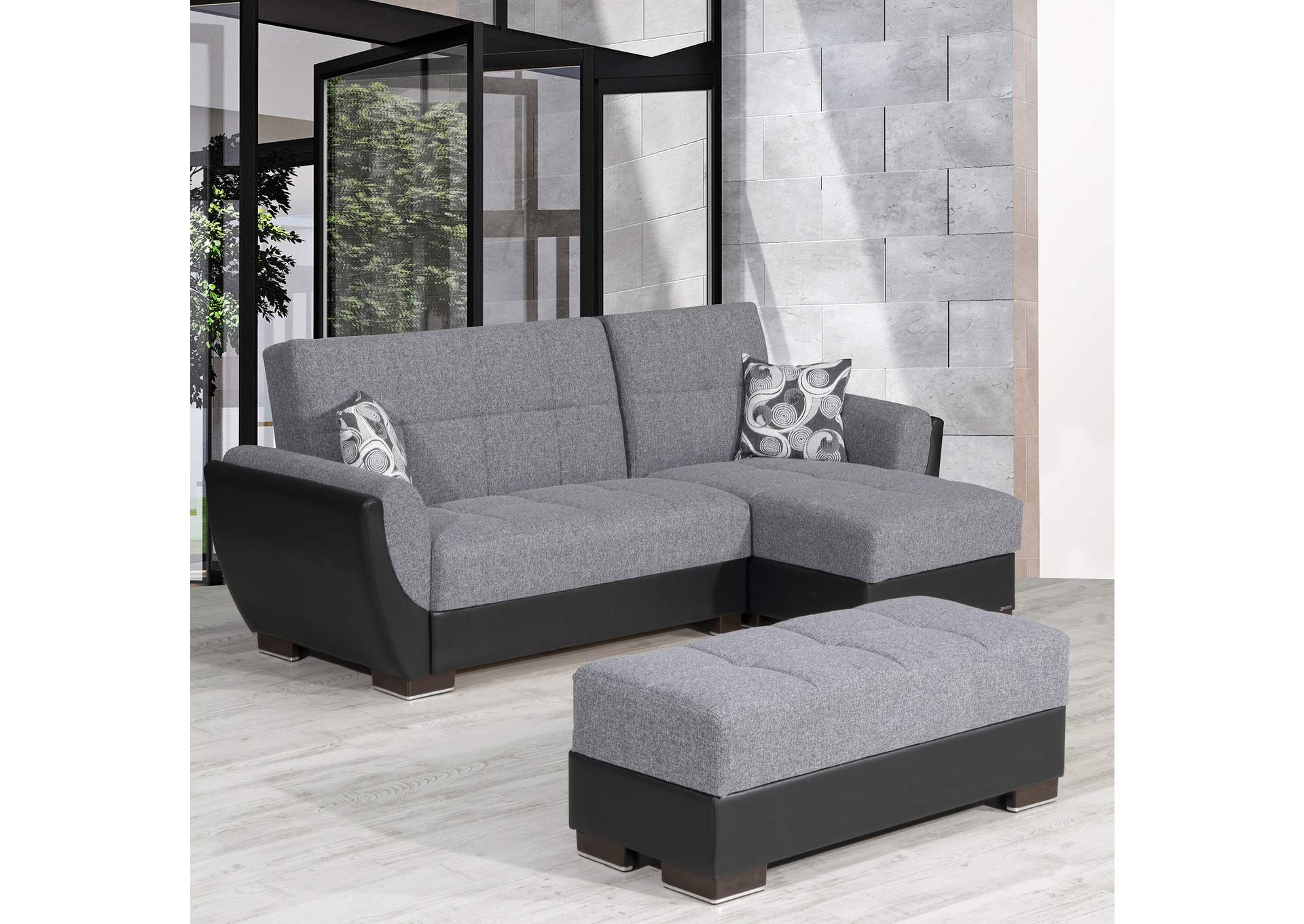 Armada Air Lounge Sectional Ottoman - #105 Gray - Black image 4