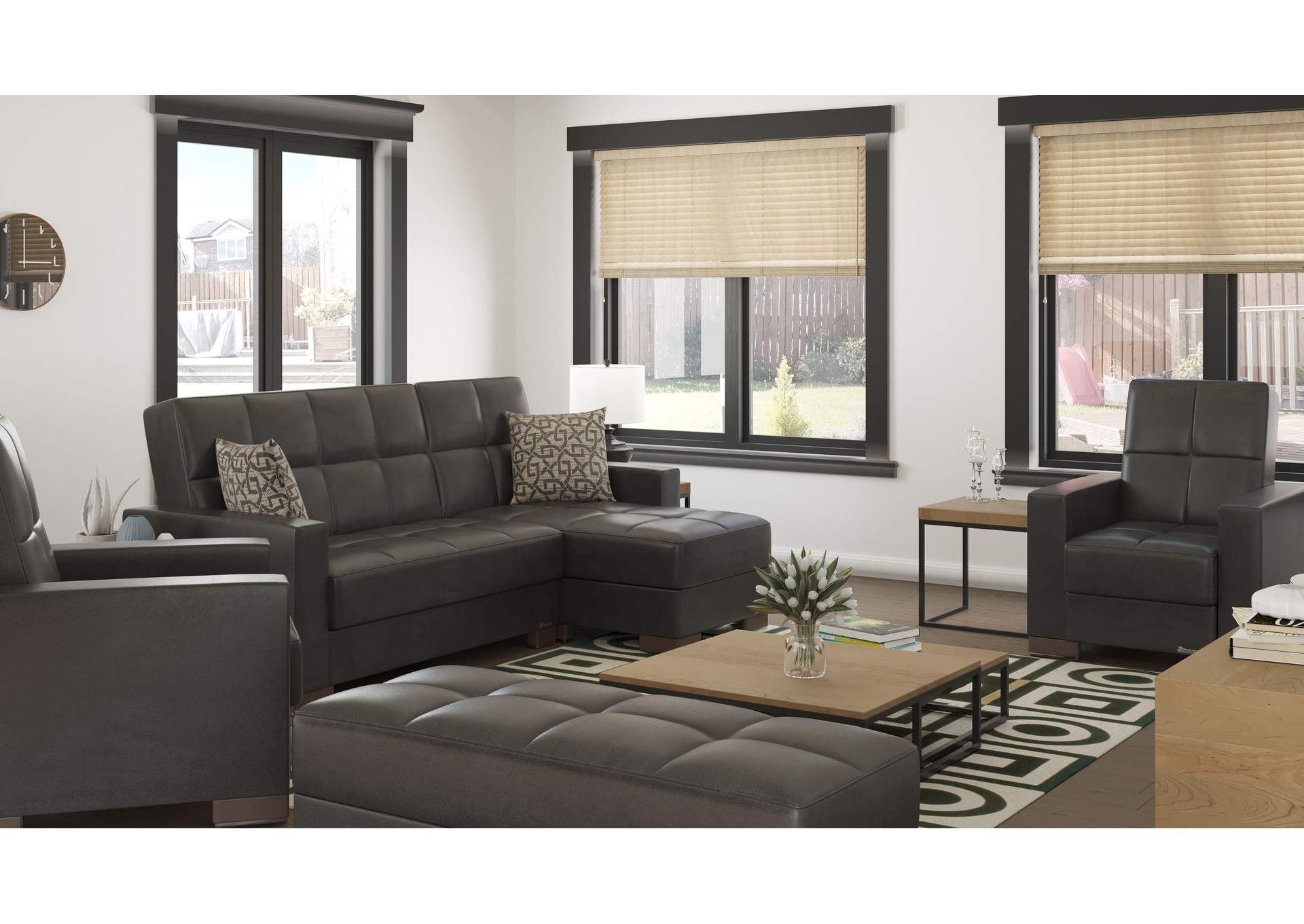 Armada Lounge Sectional Ottoman - #15 Black Pu image 4