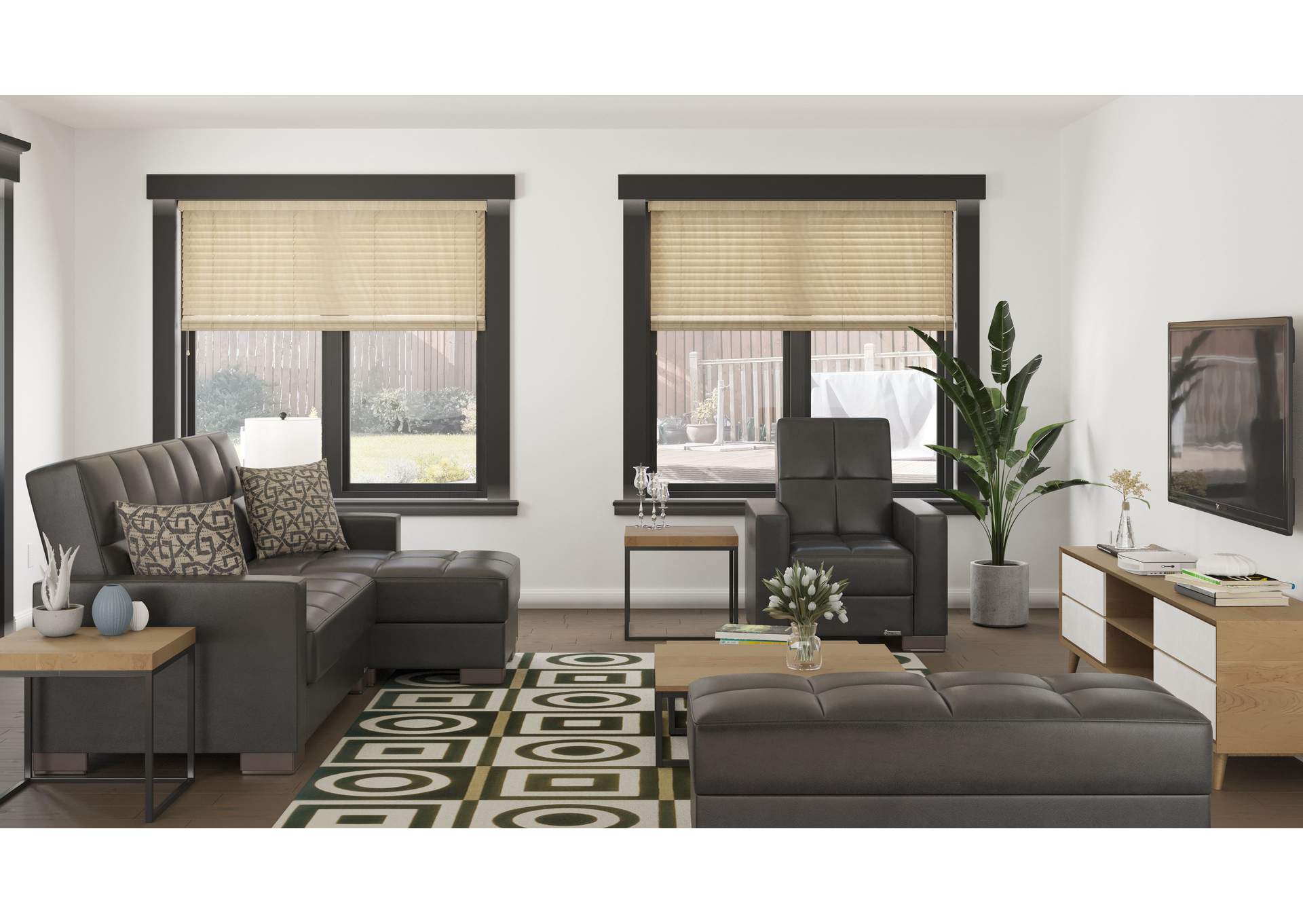 Armada Lounge Sectional Ottoman - #15 Black Pu image 5