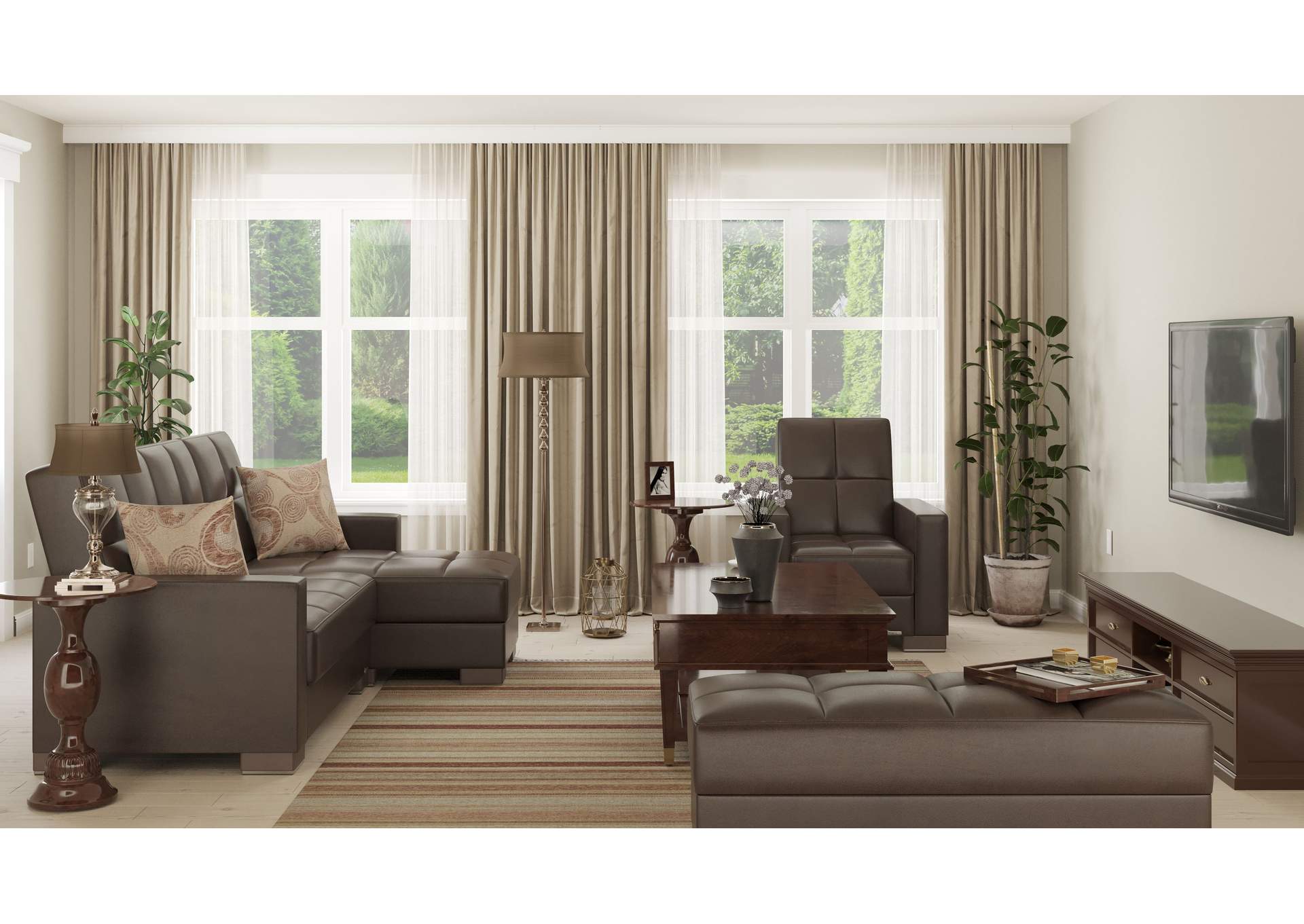 Armada Lounge Sectional Ottoman - #16 Brown Pu image 4