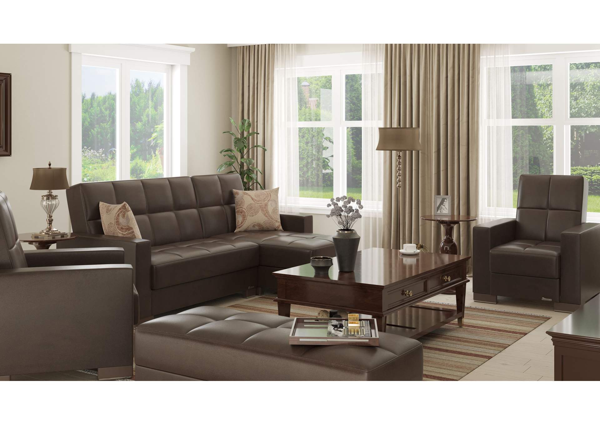 Armada Lounge Sectional Ottoman - #16 Brown Pu image 5