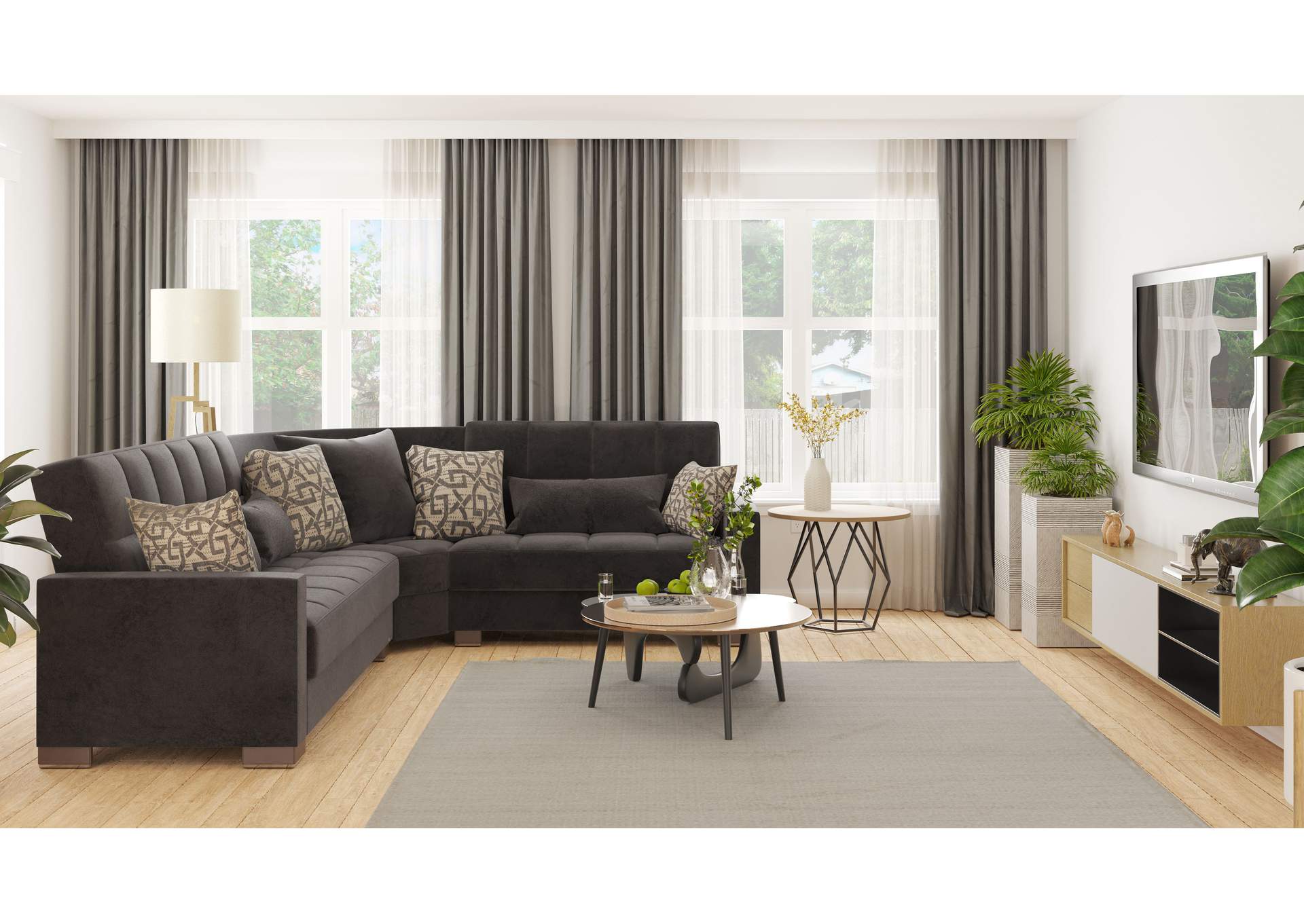 Armada Sectional S+L+W - #3 Microfiber Black