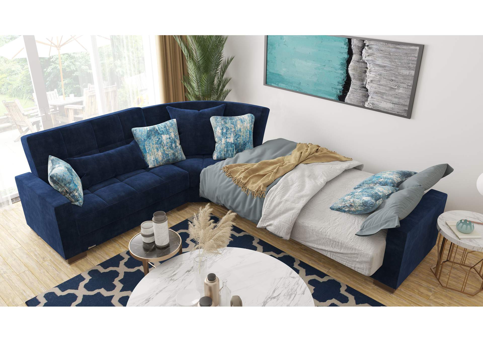 Armada Sectional S+L+W - #4 Microfiber Blue