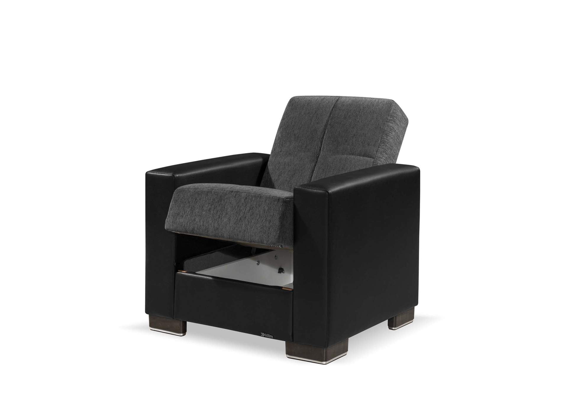 Armada Sofabeds Chair - #18 Dark Gray - Black Pu