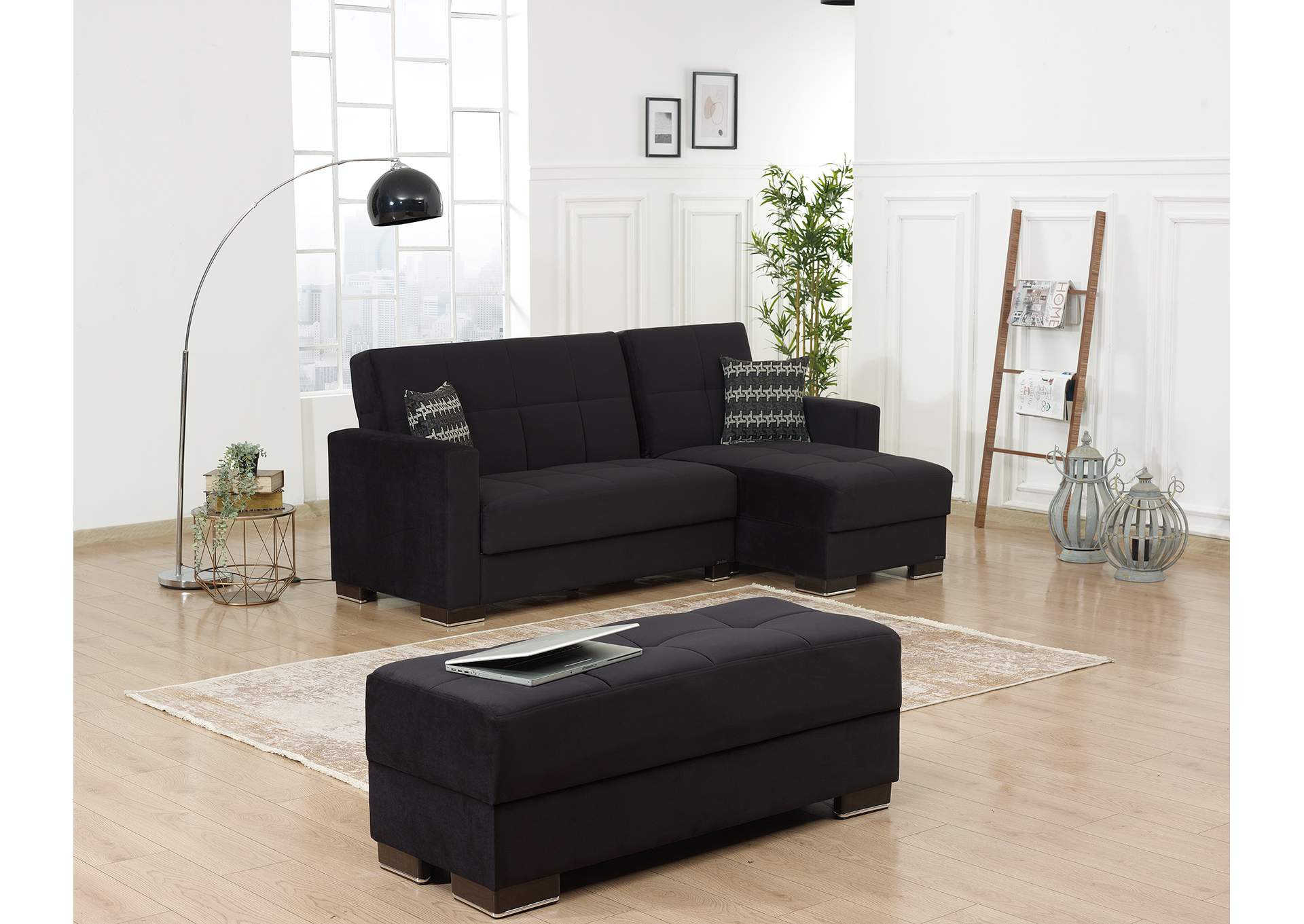 Armada Lounge Sectional Ottoman - #3 Microfiber Black