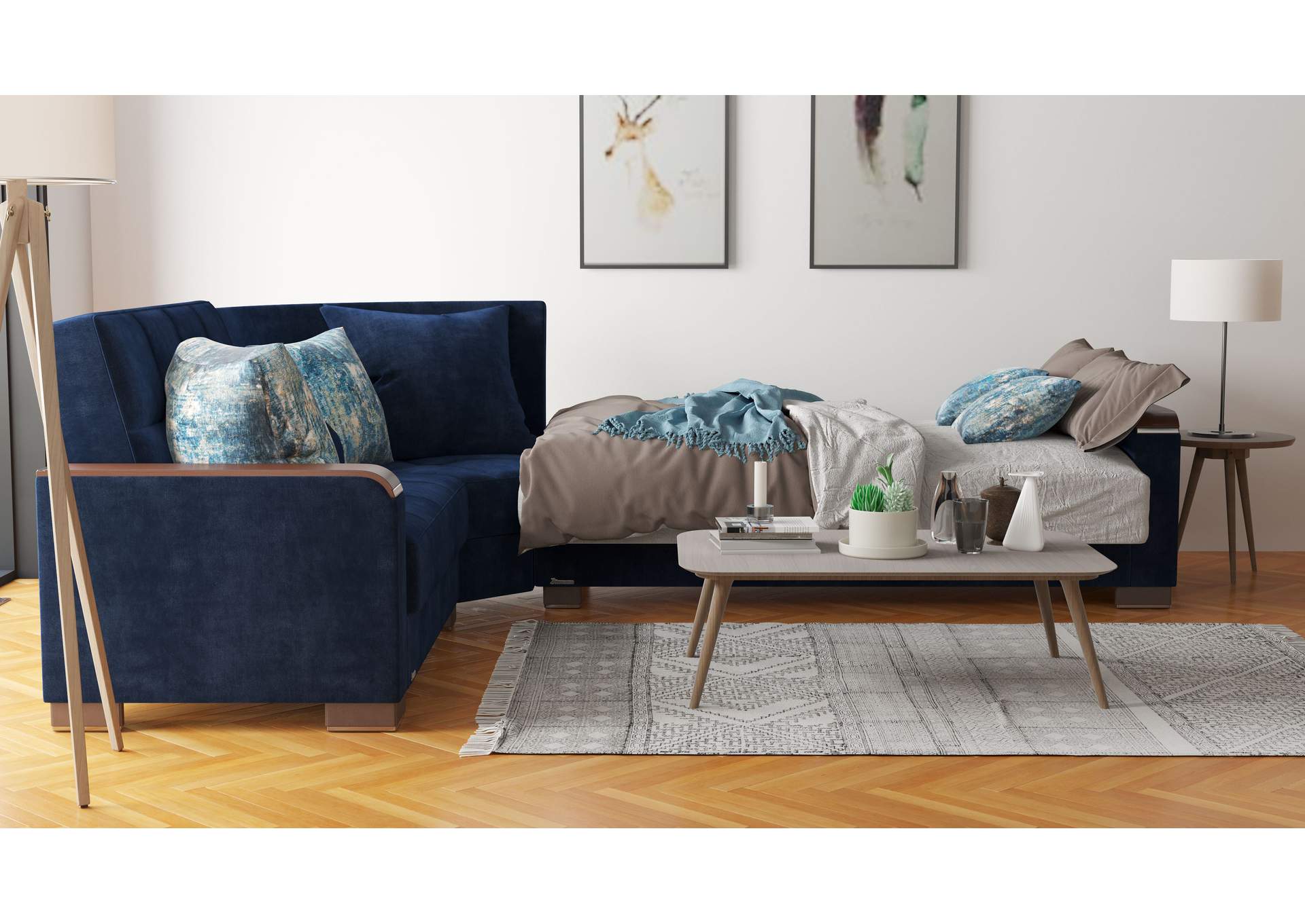 Armada Sectional S+L+W - #304 Microfiber Blue