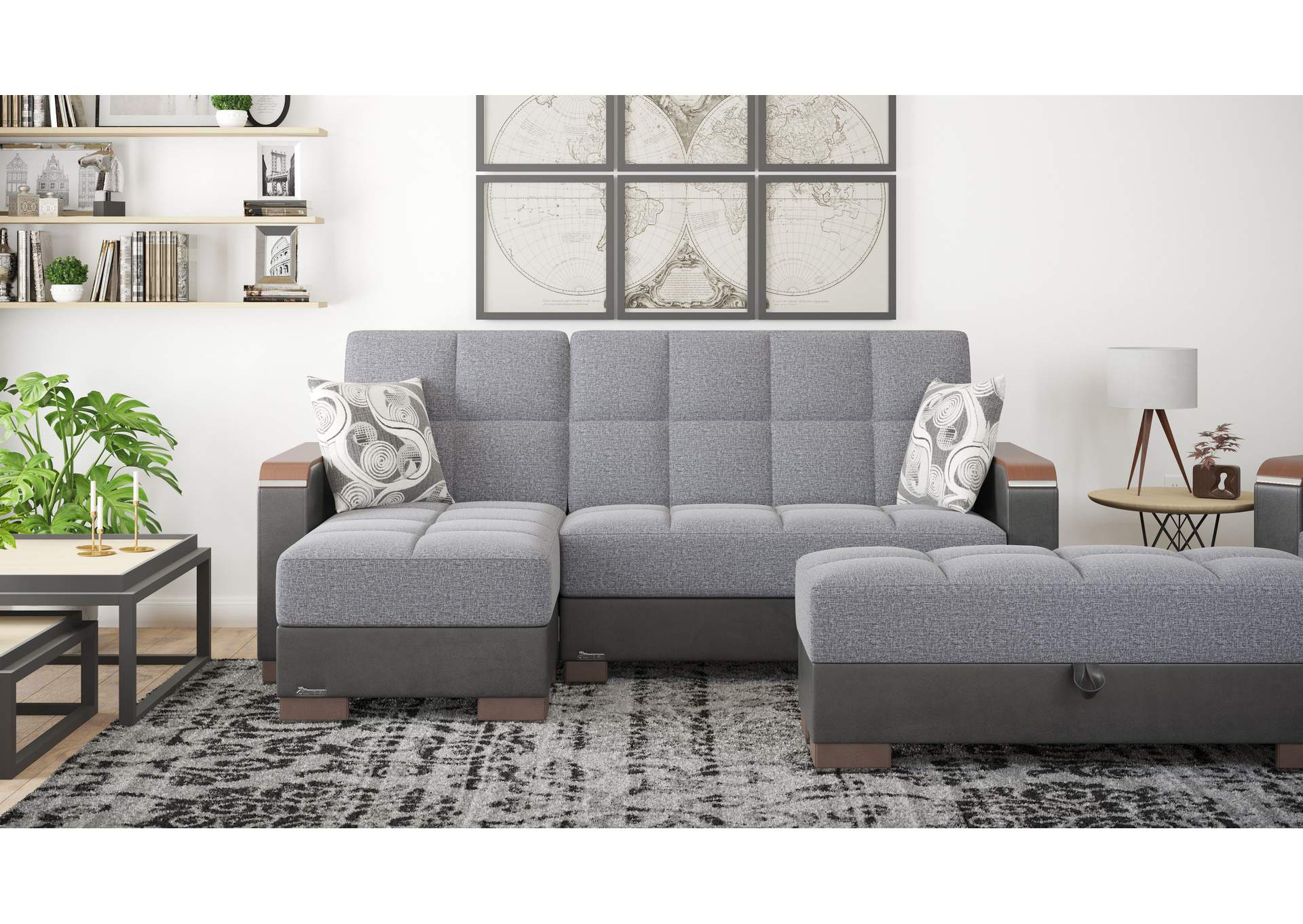 Armada Lounge Sectional Ottoman - #305 Gray - Black image 5