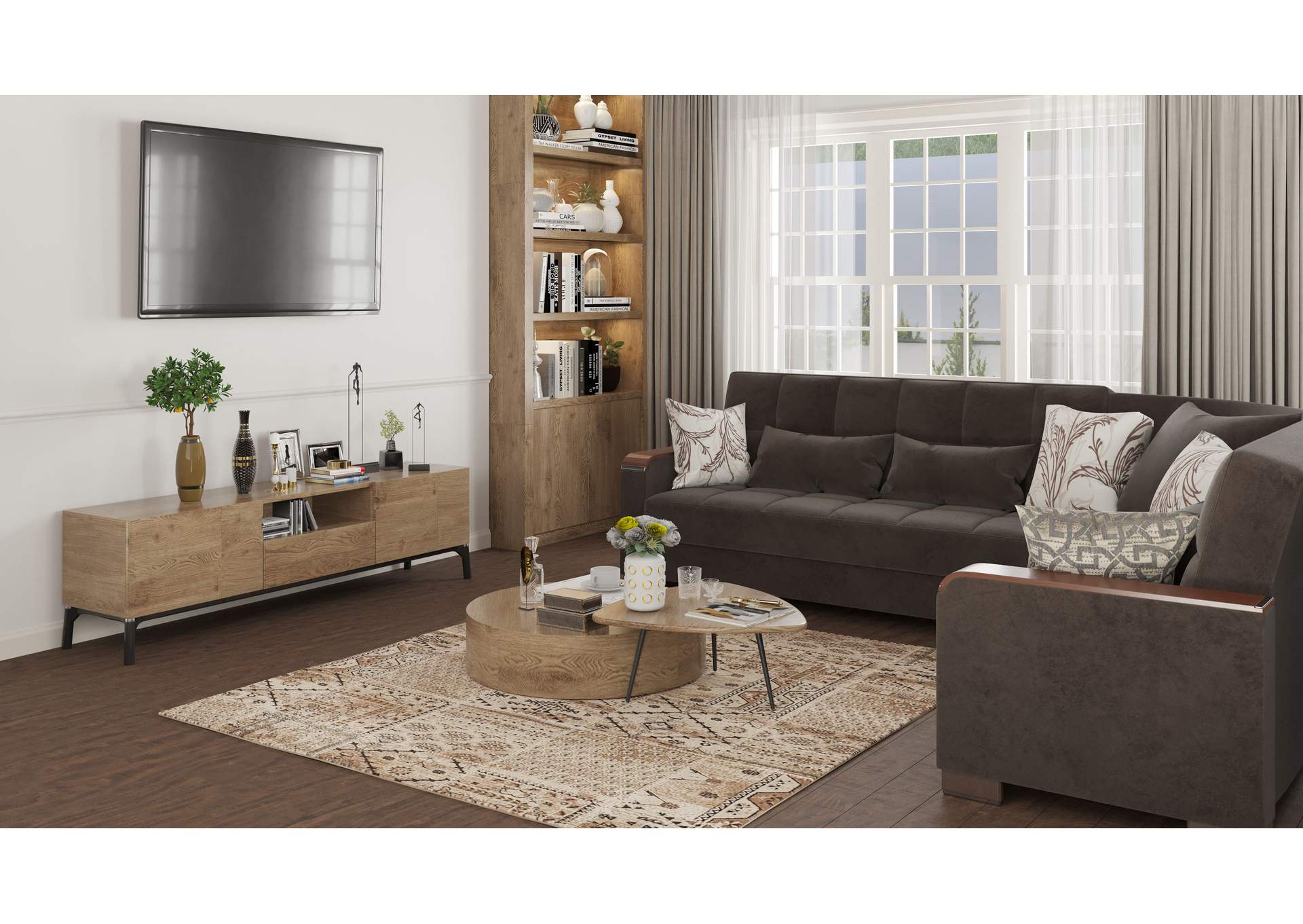 Armada Sectional S+L+W - #308 Brown Microfiber