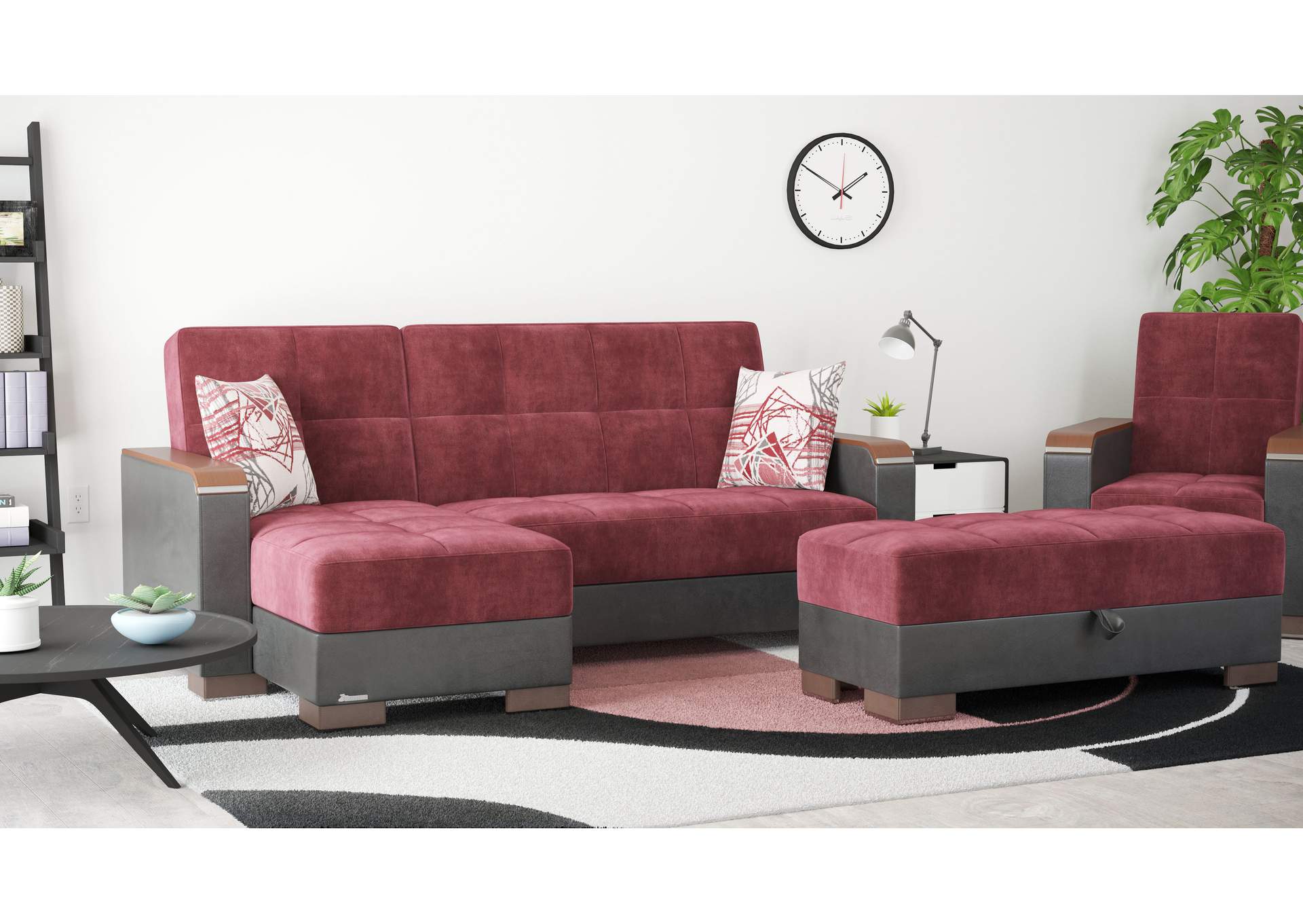 Armada Lounge Sectional Ottoman - #310 Burgundy image 4