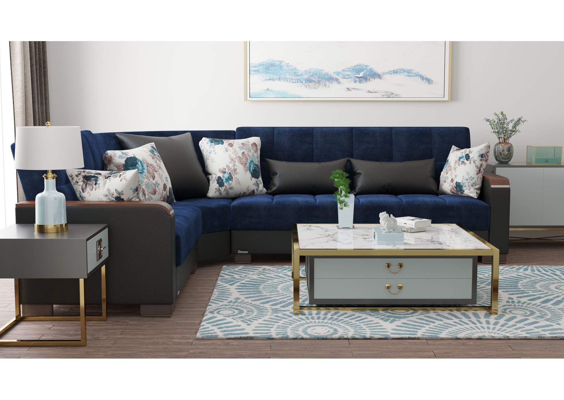 Armada Sectional S+L+W - #317 Emerald Blue image 6