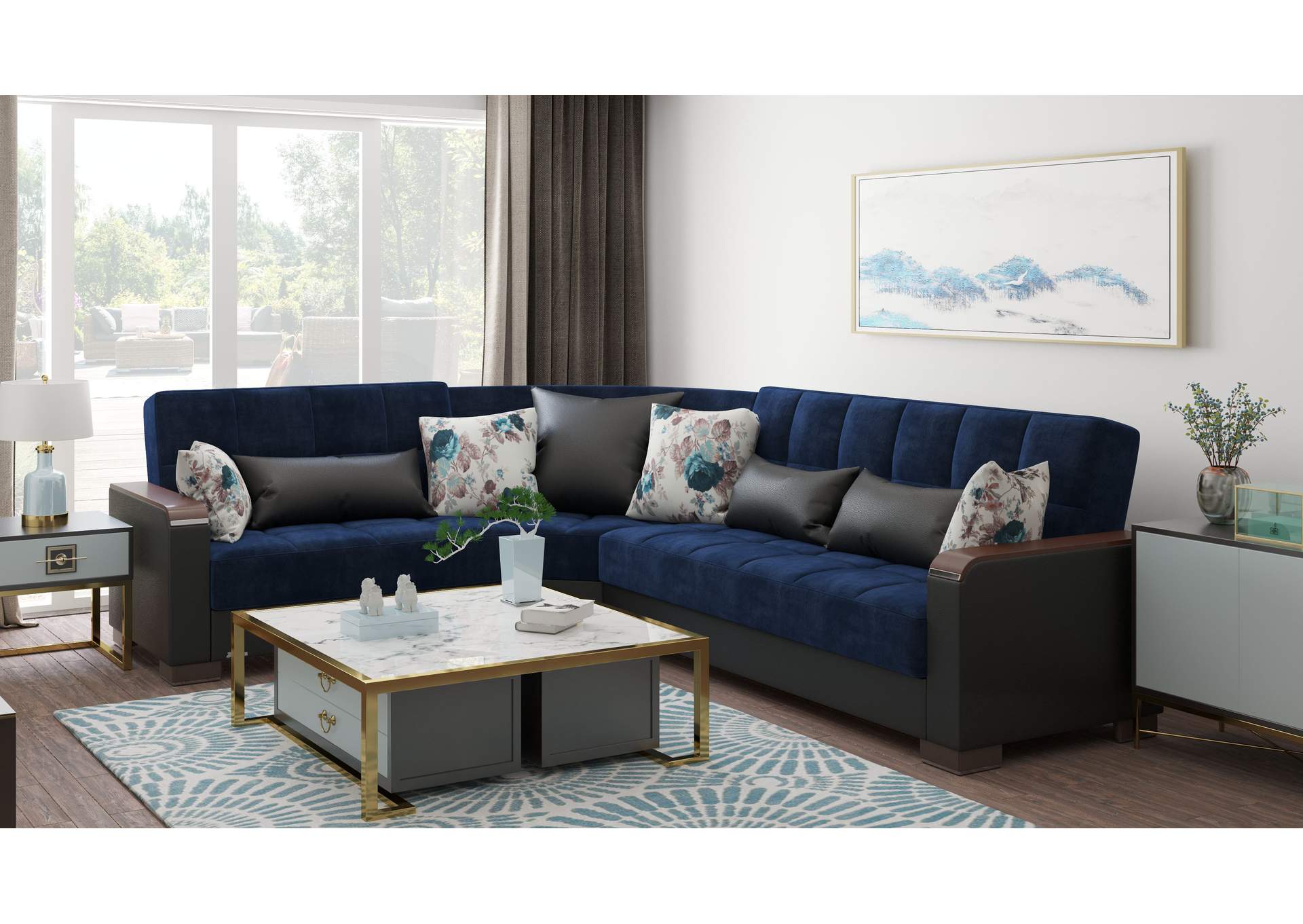 Armada Sectional S+L+W - #317 Emerald Blue image 8